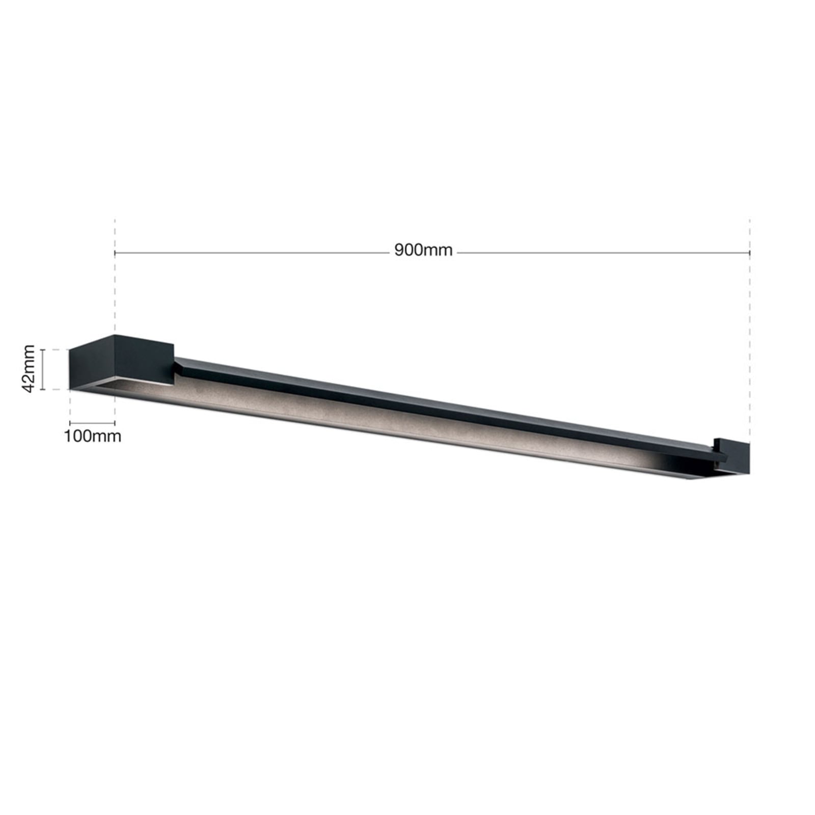 LED speillampe Marilyn matt svart 90 cm IP44 med roterbart element