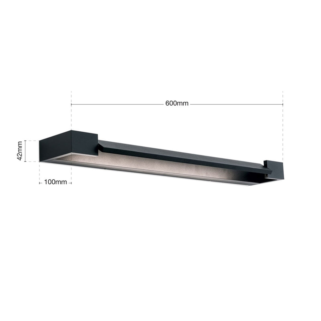 LED speillampe Marilyn svart matt 60 cm 18W IP44 justerbart lys