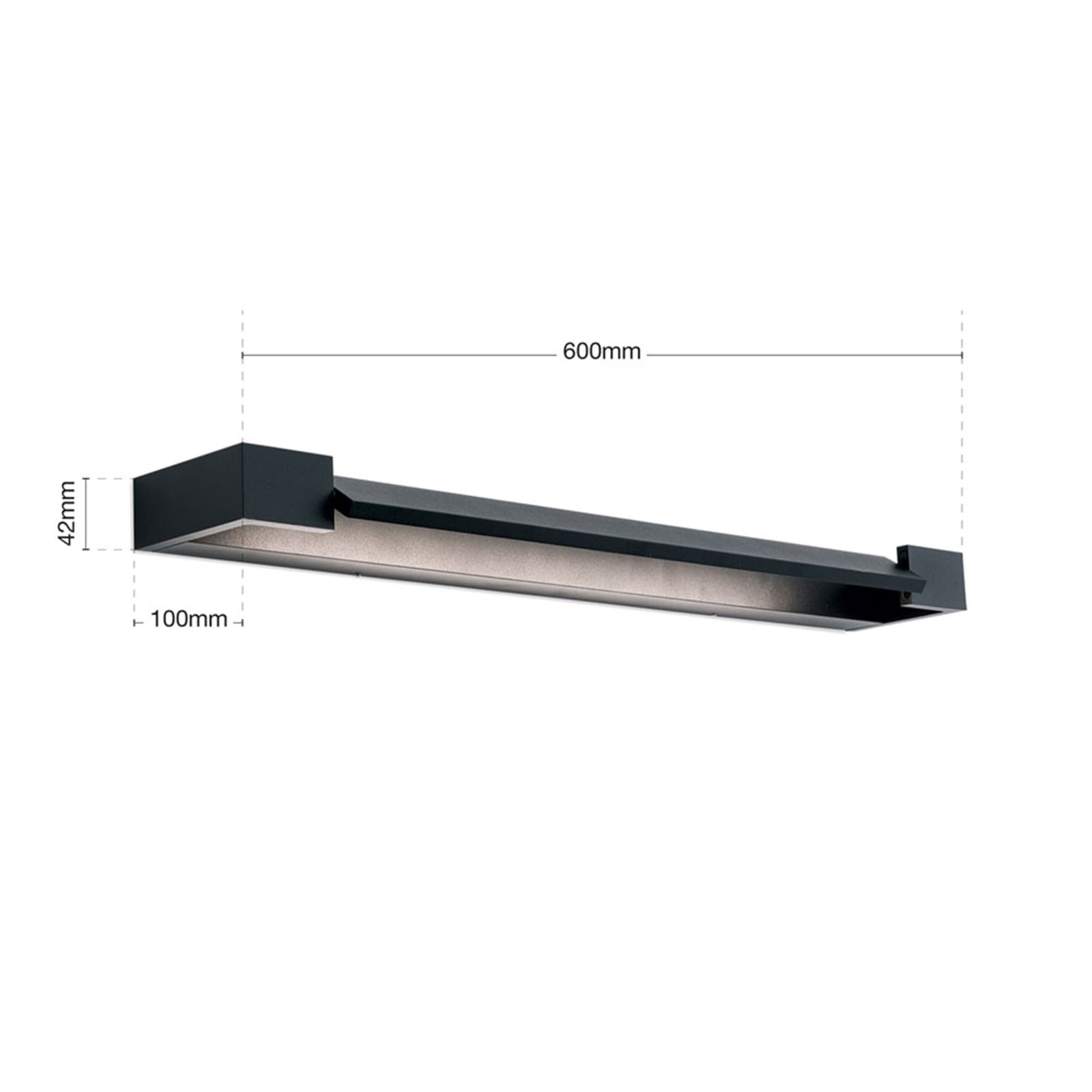 LED speillampe Marilyn svart matt 60 cm 18W IP44 justerbart lys