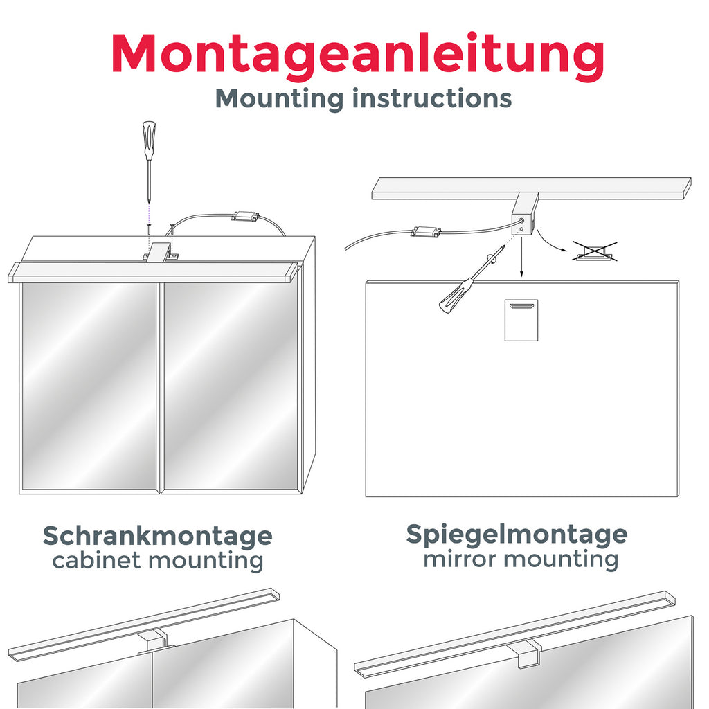 LED speillampe Mira krom oversikt