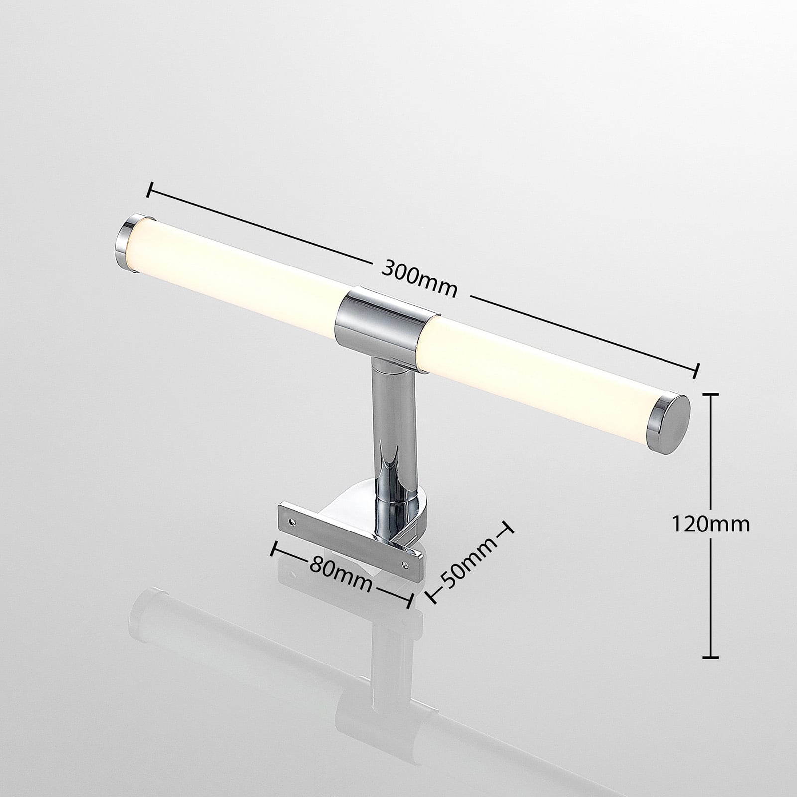Montert LED speillampe Naili krom over baderomsspeil