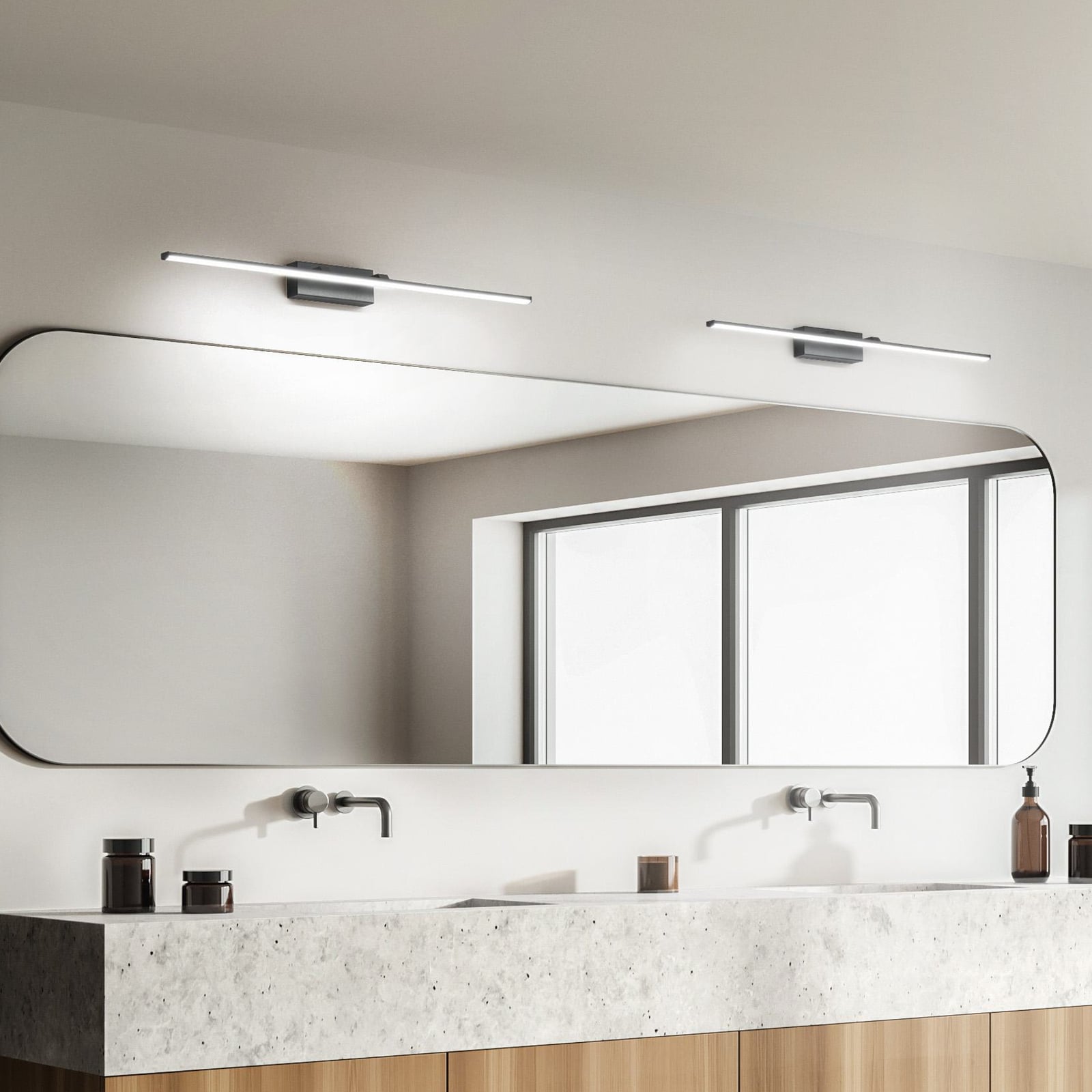 LED speillampe Nala krom 110 cm montert på vegg