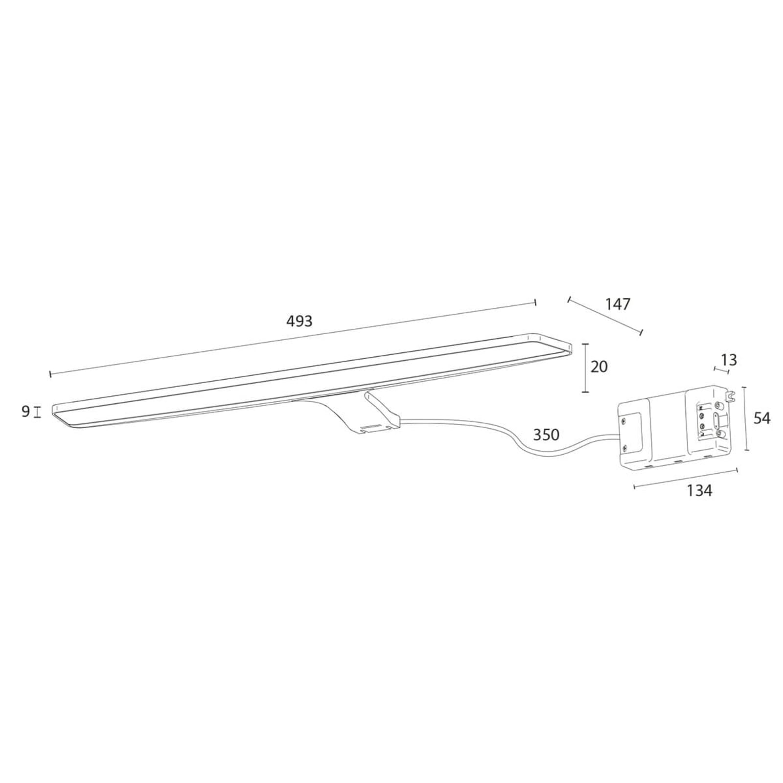 LED speillampe Nayra hvit 49 cm 6W IP44 nærbilde av LED-lys