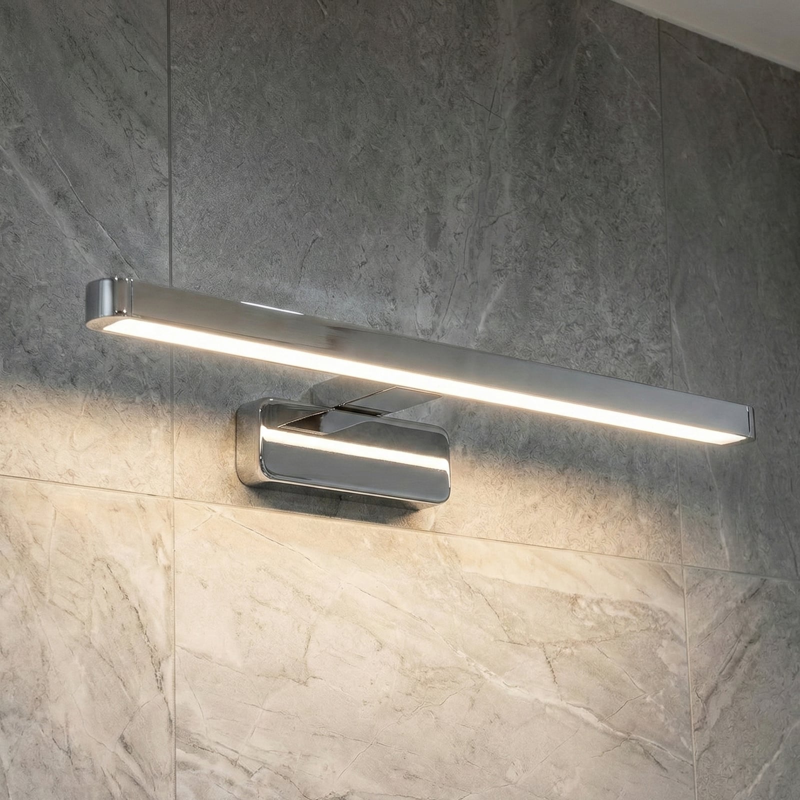 LED speillampe ORBIS DISC BAR krom forfra