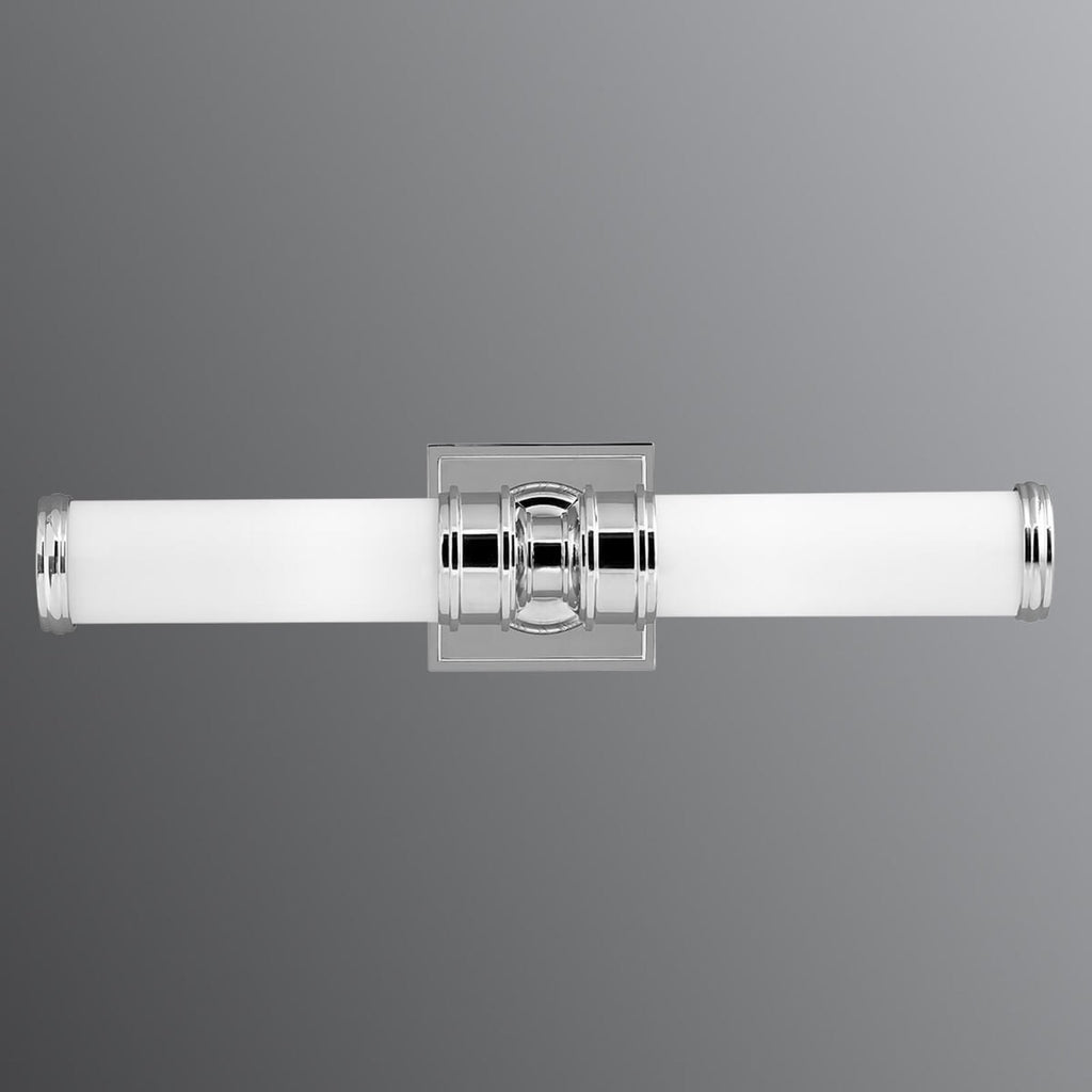 LED speillampe Payne 2-lys krom dimbar G9 IP44 detalj av opalglass