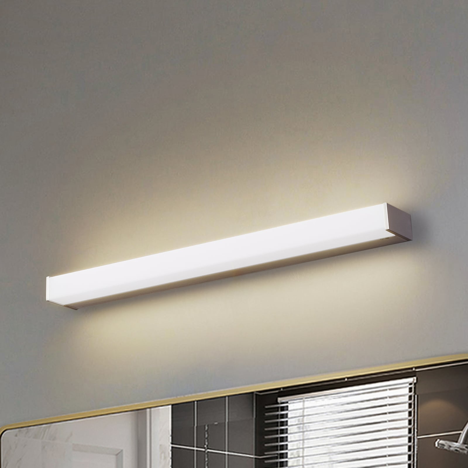 LED speillampe Philippa kantet aluminium 59 cm IP44 forfra