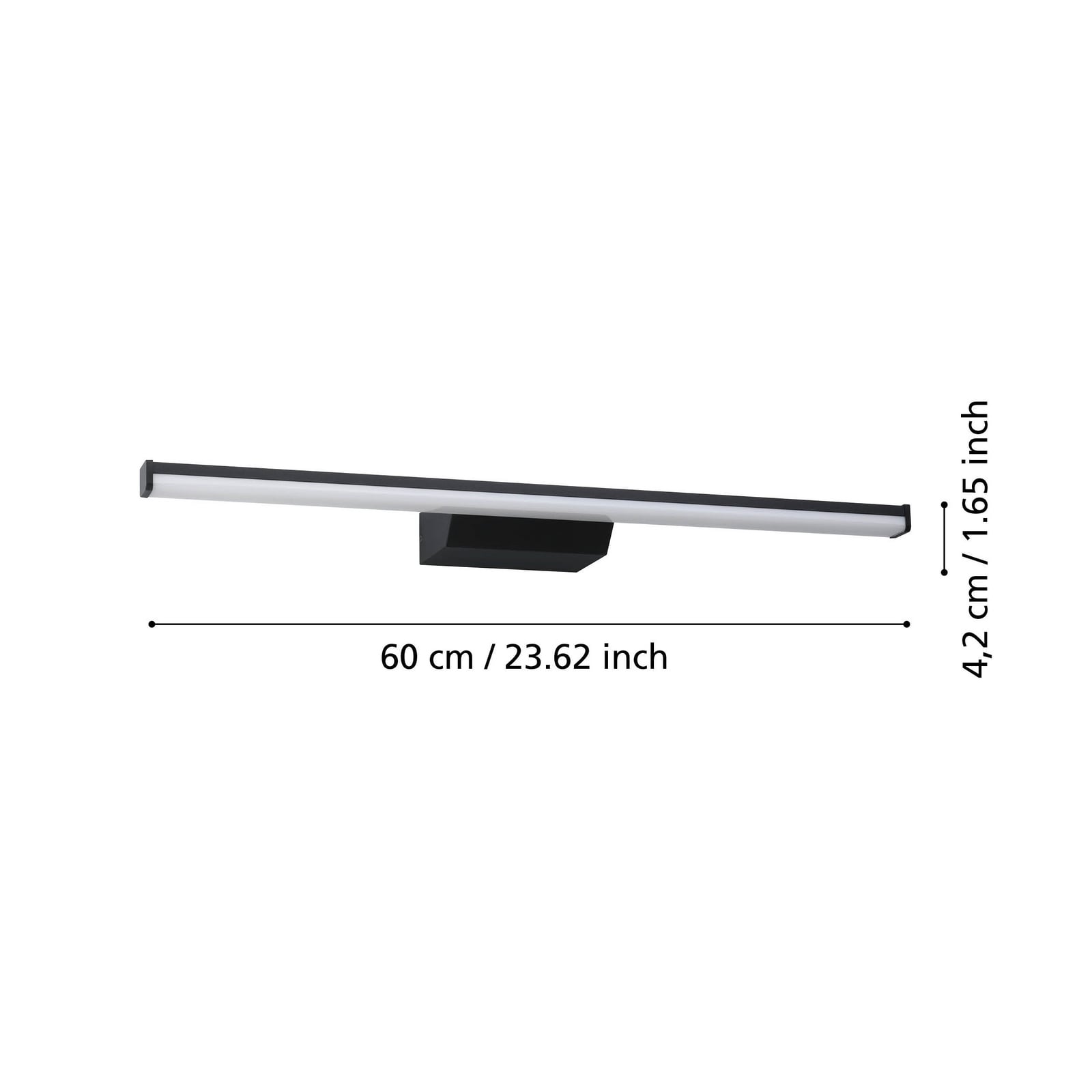 Nærbilde av LED speillampe Regello-Z dimbar CCT IP44 60 cm svart lys
