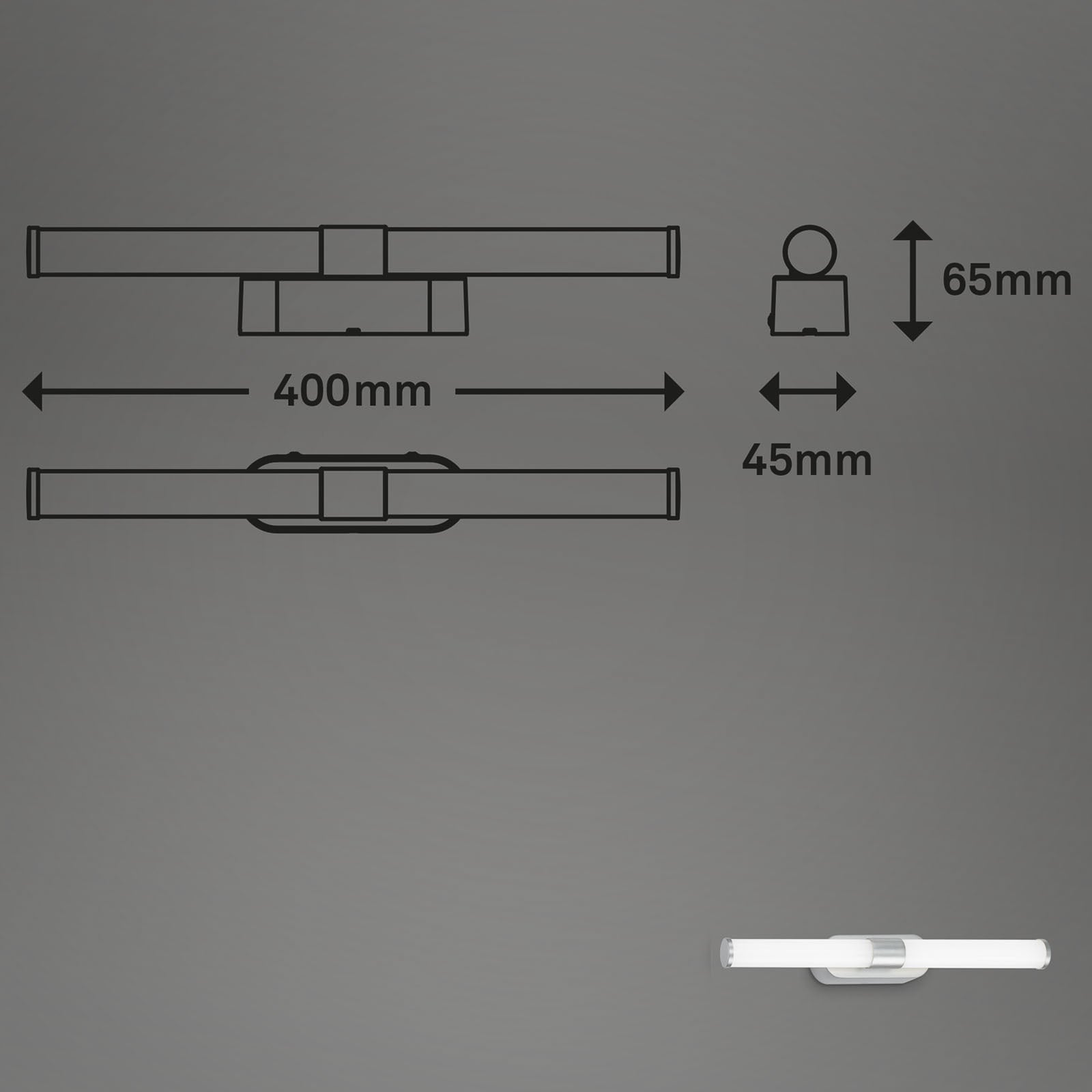 LED speillampe Runt matt krom 40 cm 4000K nærbilde av materiale