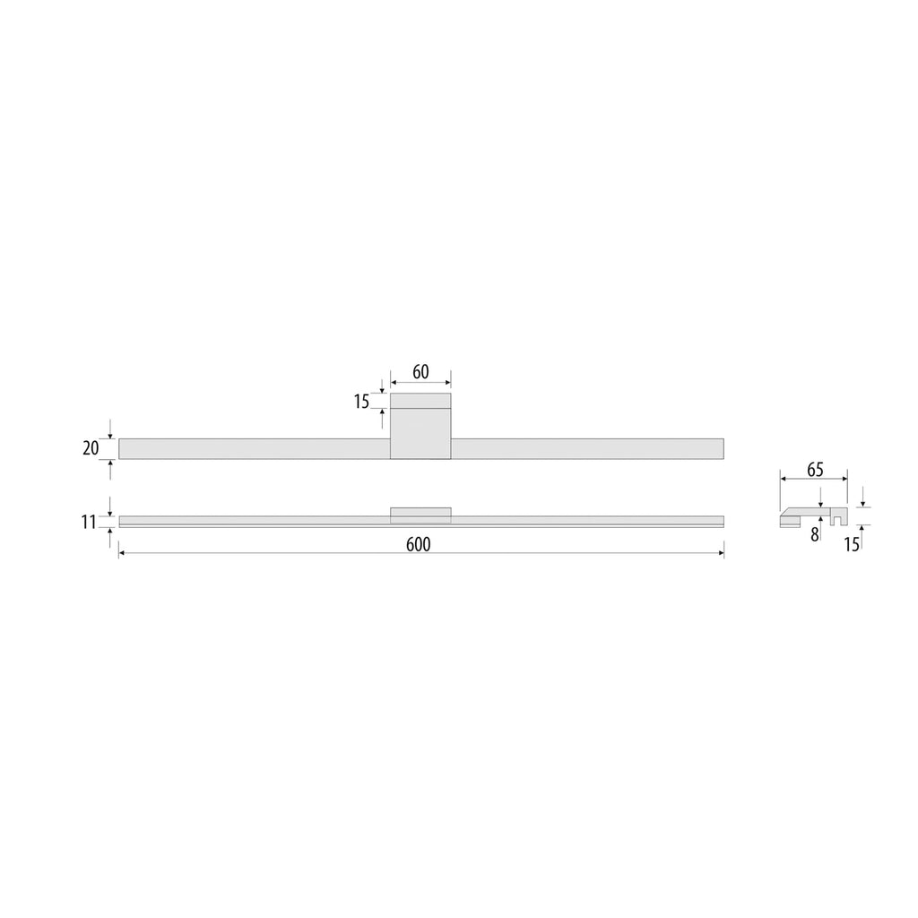 LED speillampe Triga hvit aluminium 60 cm 4000K IP44 nærbilde av lysdekning
