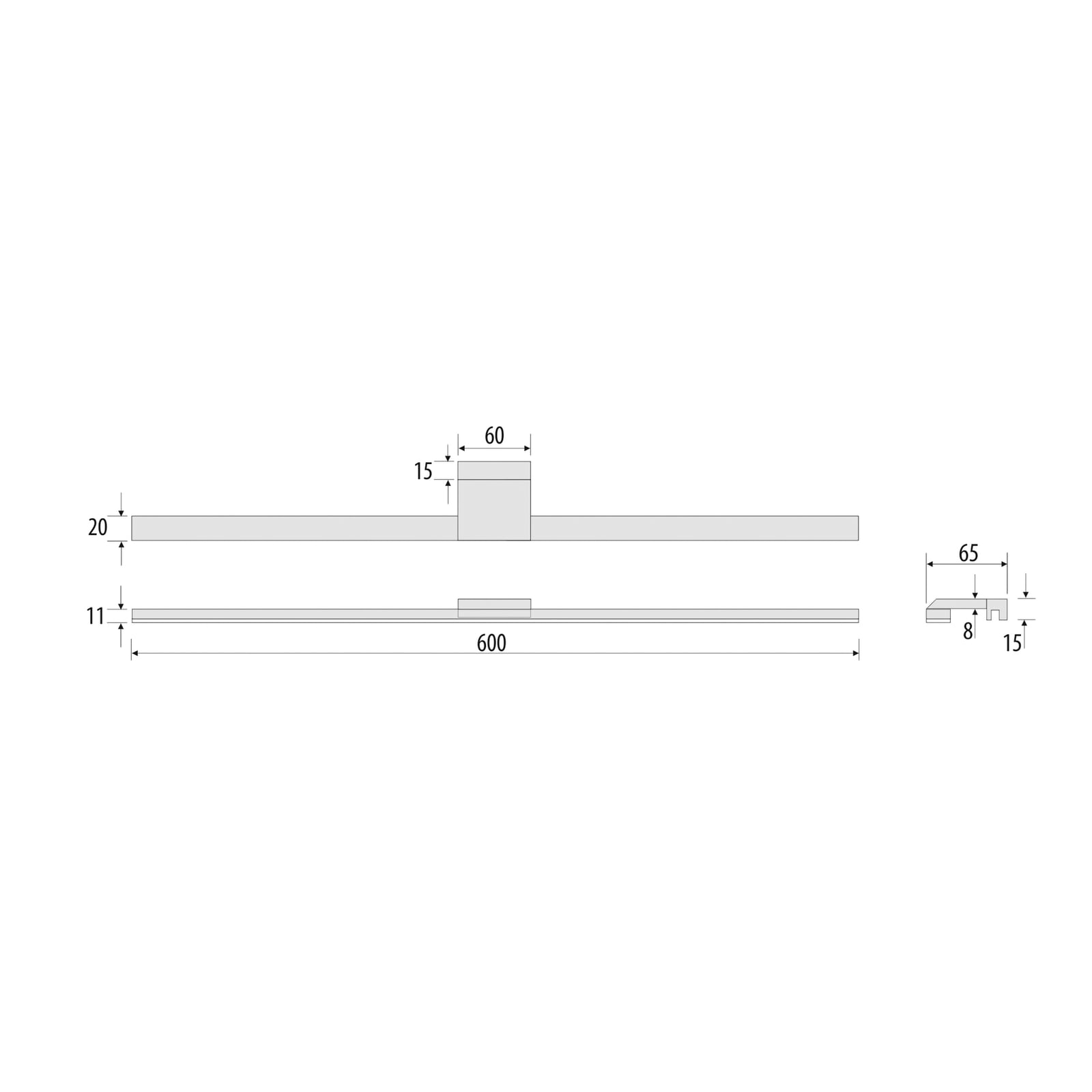 LED speillampe Triga svart 60 cm 4000K IP44 detalj av aluminium