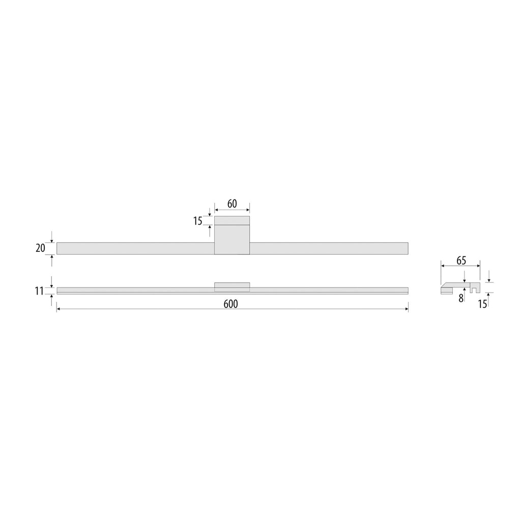LED speillampe Triga svart 60 cm IP44 3000K nærbilde