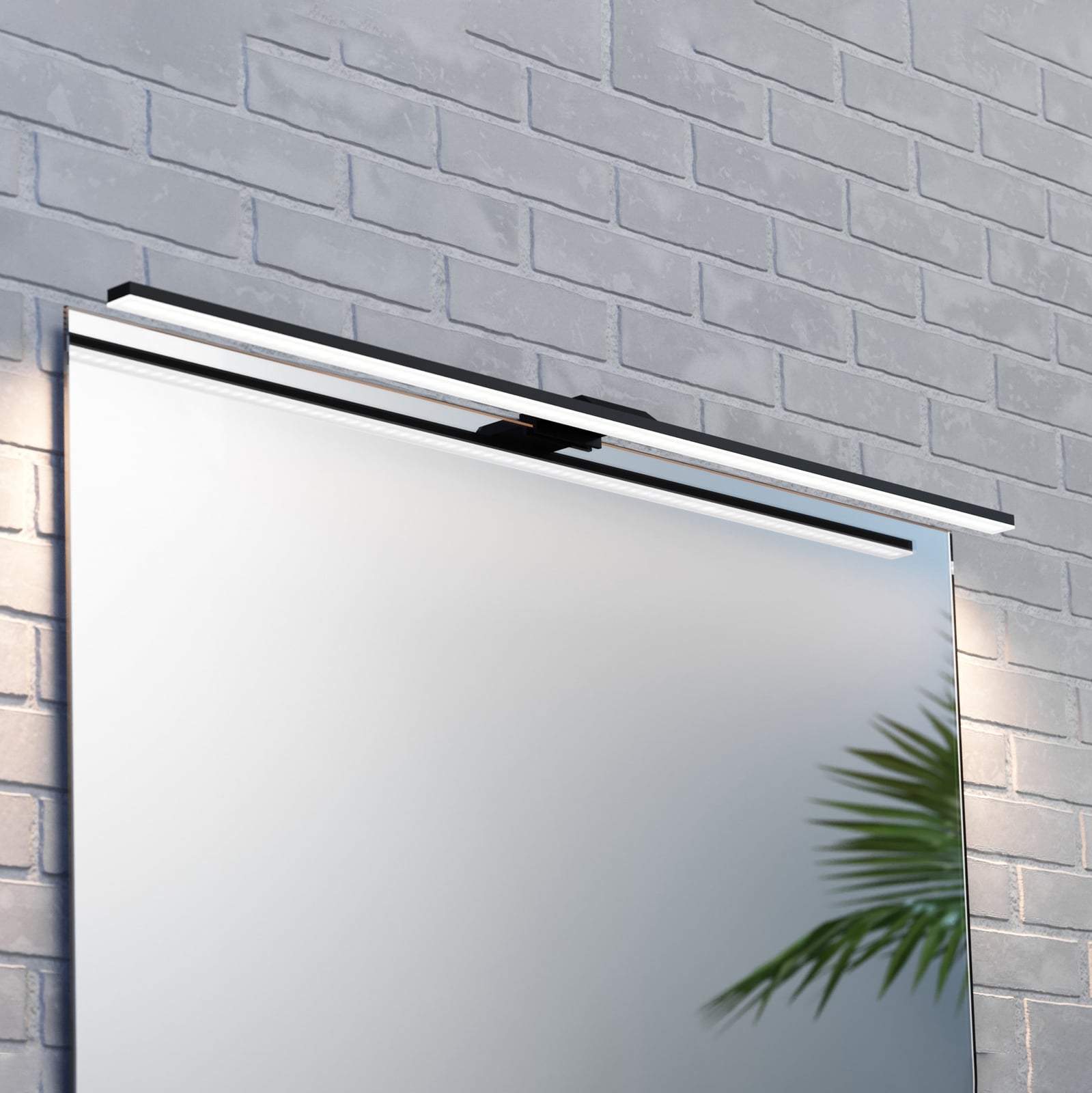 LED-speillampe Triga svart aluminium 80 cm bakside
