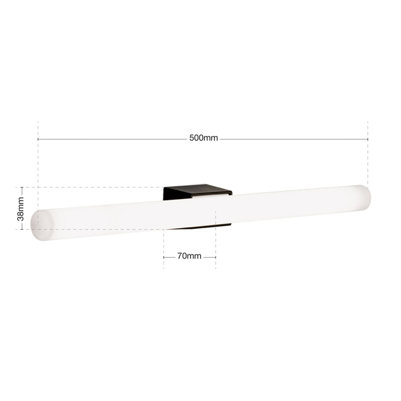 LED speillampe Visagist med monteringsdetaljer