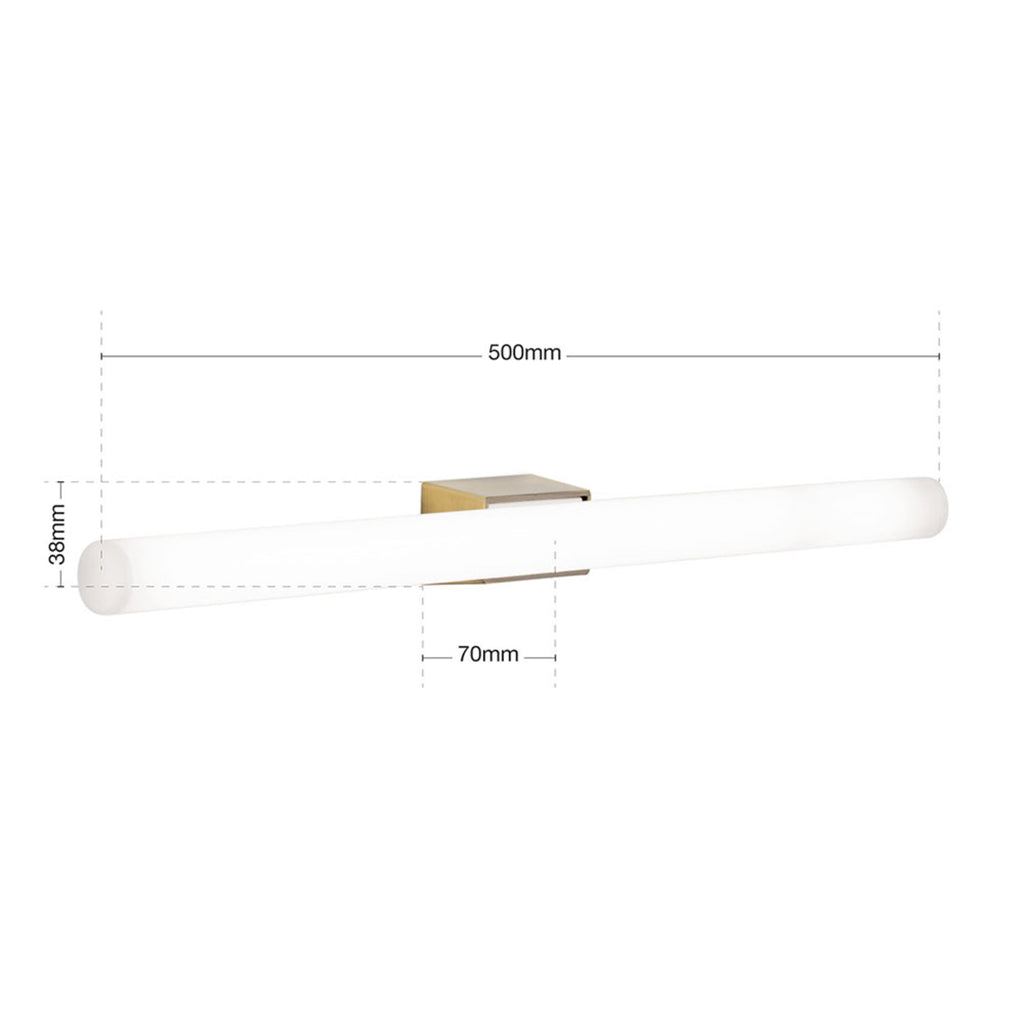 LED speillampe Visagist gammelmessing 50 cm S14d med lys på