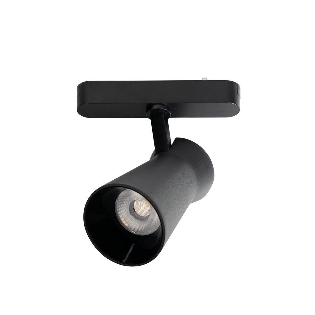LED-spot 48V Lumaro svart Ø7 cm dimbar CCT montert på skinnesystem