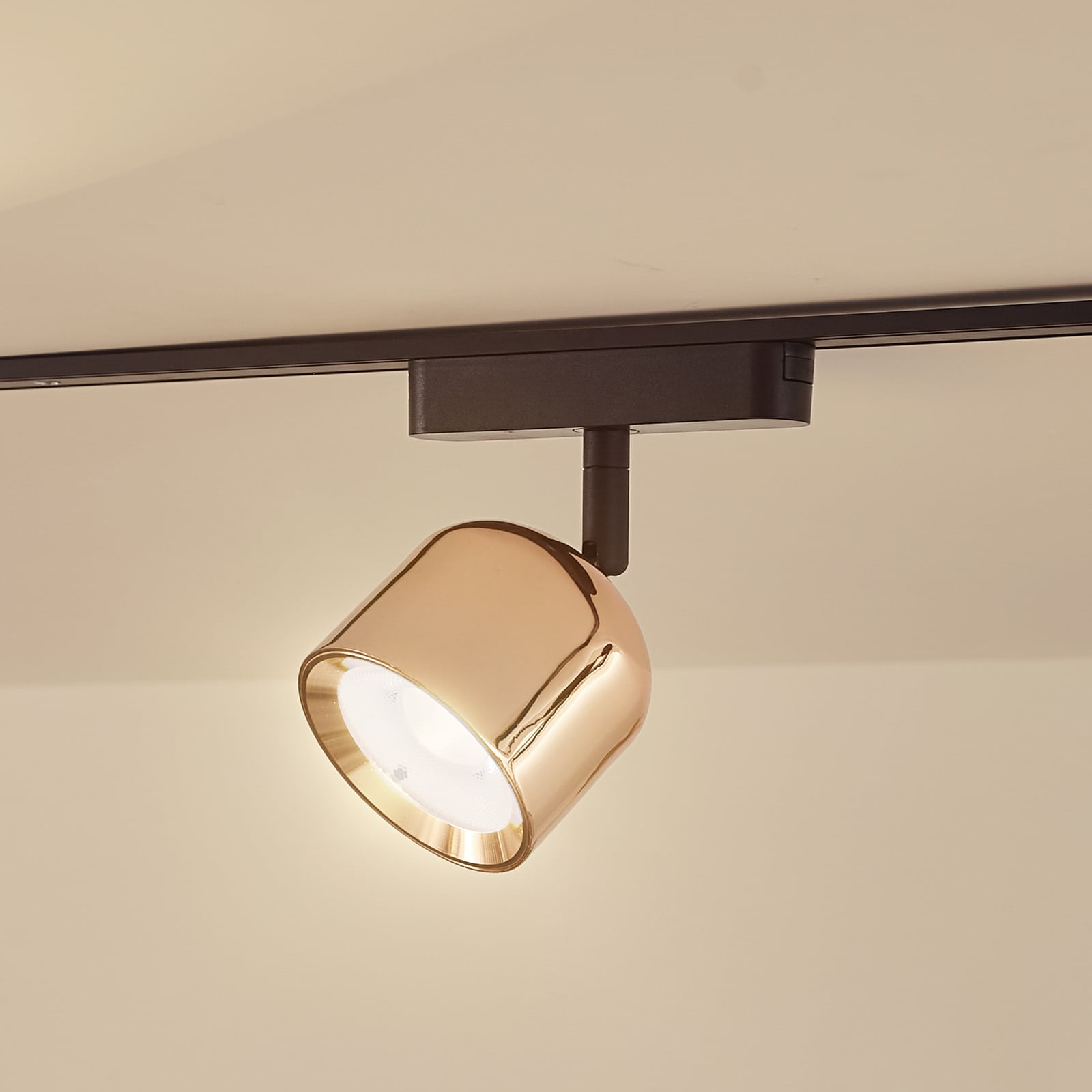 LED-spot Lumaro 48V dimbar CCT roségull Ø8,2 cm aluminium forfra