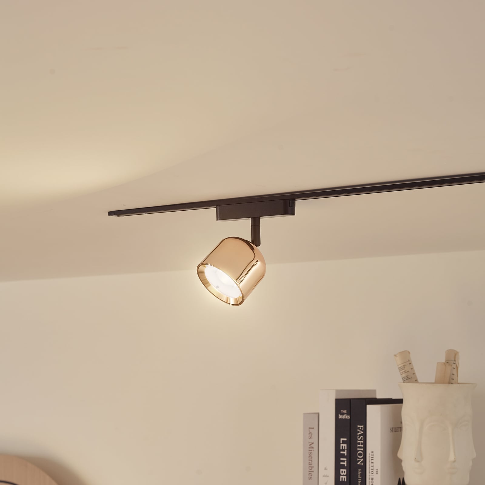 LED-spot Lumaro 48V dimbar CCT roségull Ø8,2 cm aluminium bakside