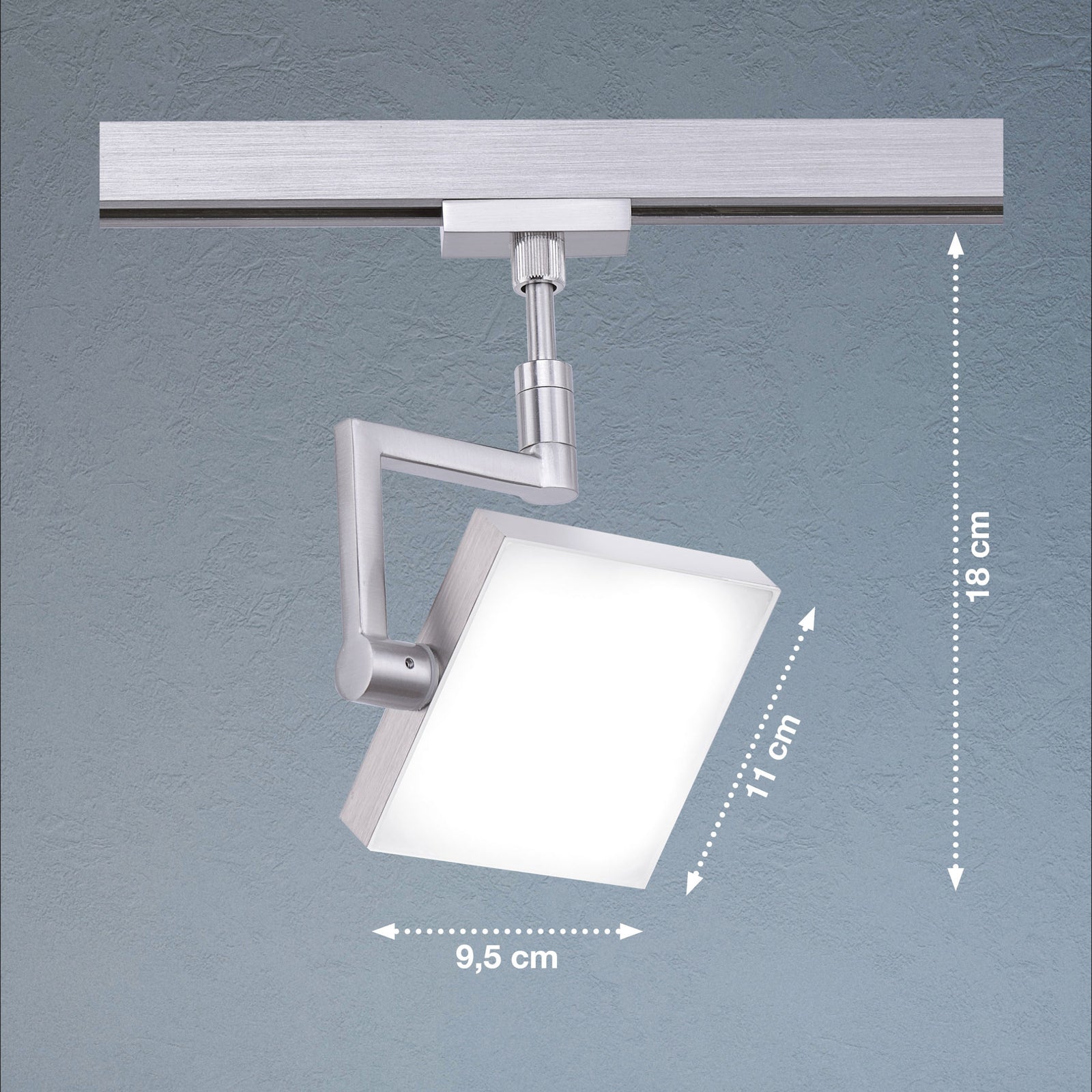 LED-spot for skinnesystem matt nikkel 9,5W dimbar detalj