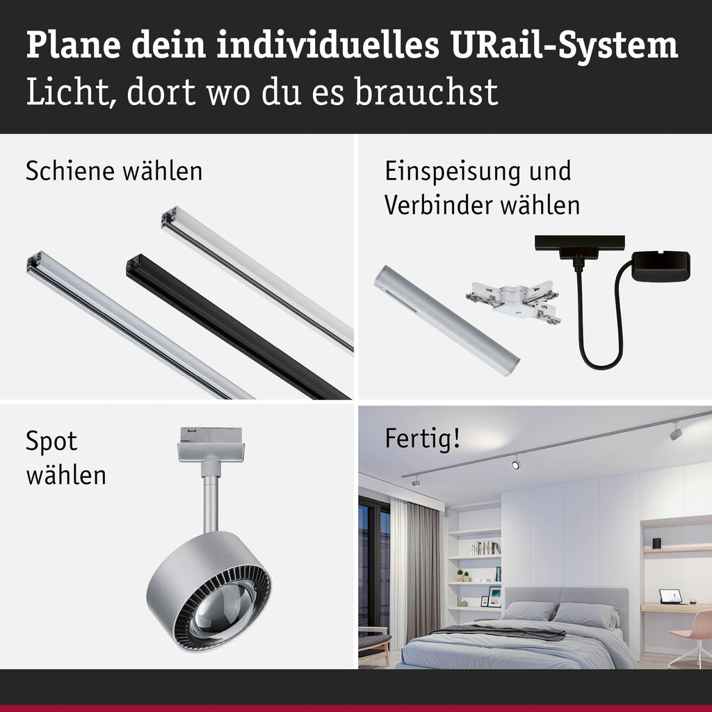 LED-spot URail Aldan matt krom CCT 8W metall justerbar
