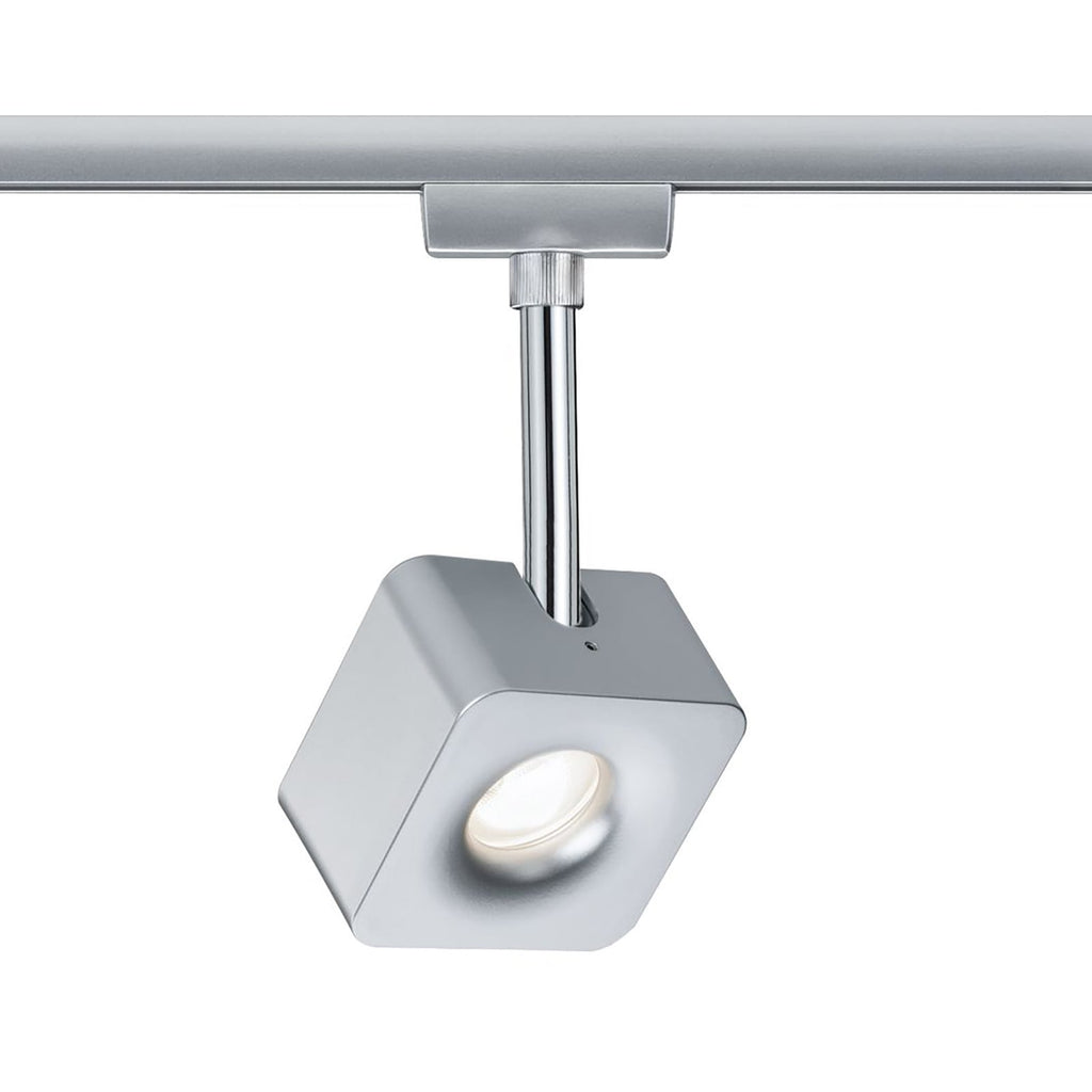 LED-spot URail Cube dimbar krom 8W 2700K Paulmann forfra