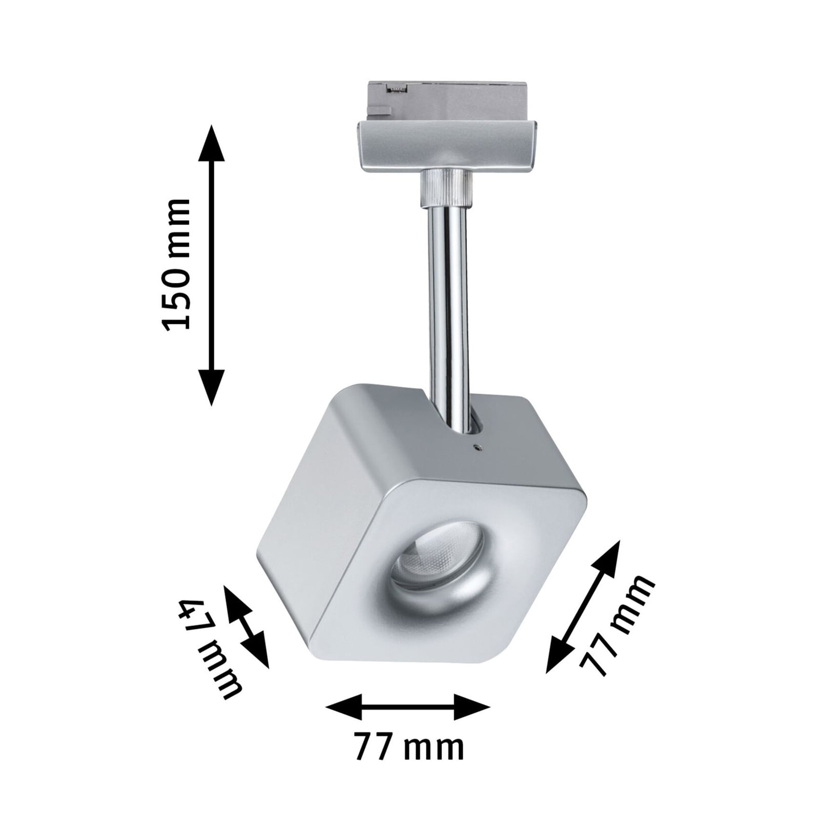 LED-spot URail Cube dimbar krom 8W 2700K Paulmann montert