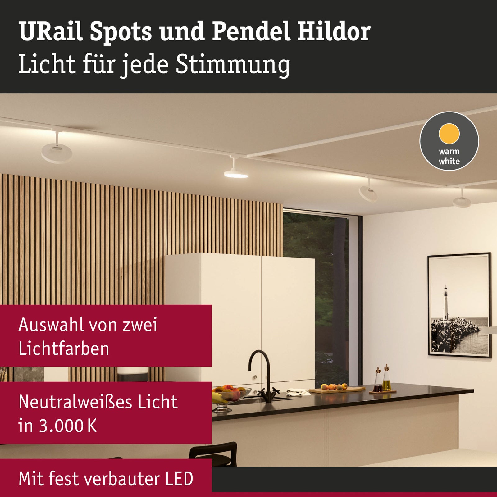 LED-spot URail Hildor dimbar hvit 15W 3000K Ø16 cm - Paulmann detalj av lyskilde