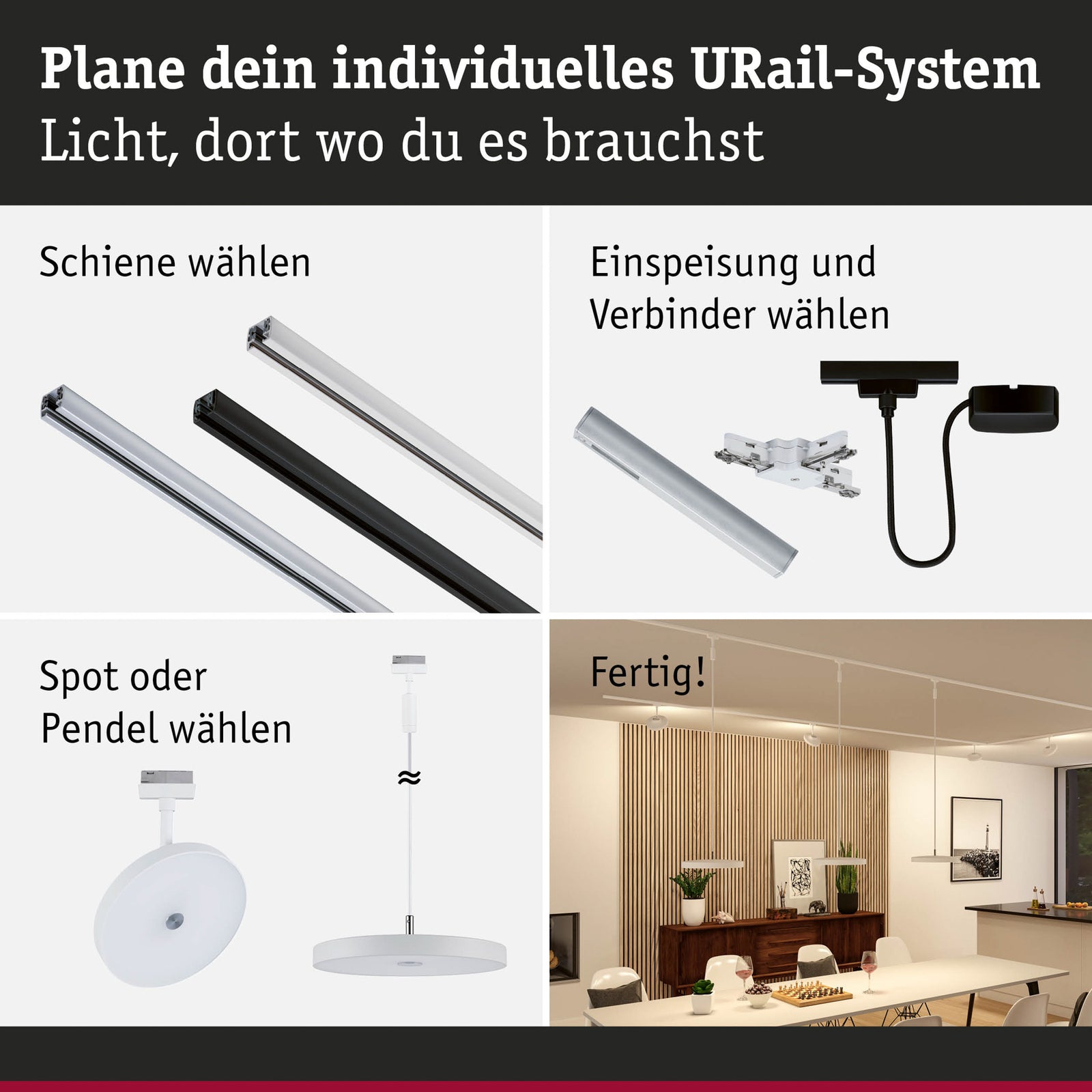 LED-spot URail Hildor dimbar hvit 15W 3000K Ø16 cm - Paulmann installasjon
