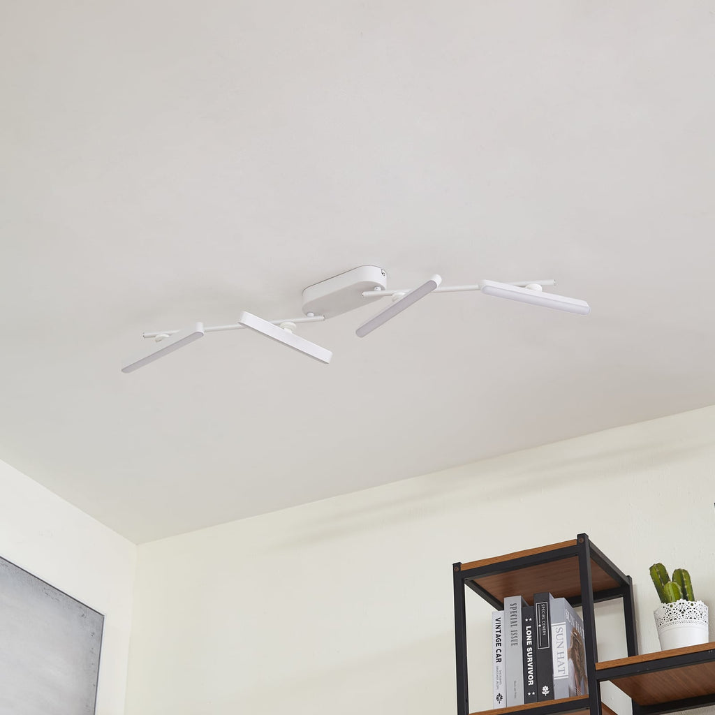 LED spotlist Eldrin 4-lys dimbar 111,5 cm matt hvit detalj på lampehode