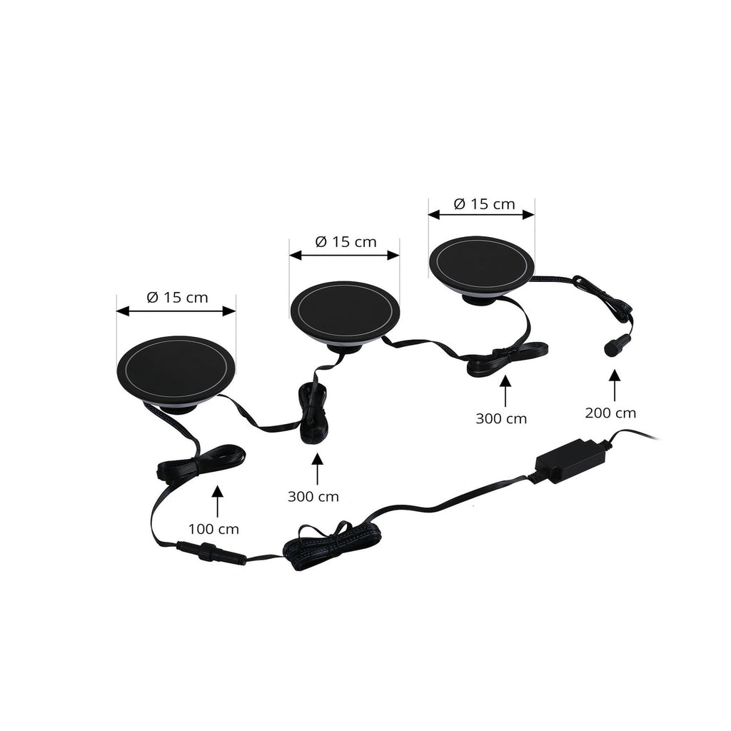 LED spydlampe Thalas 3-pk dimbar CCT RGB IP44 med jordspyd