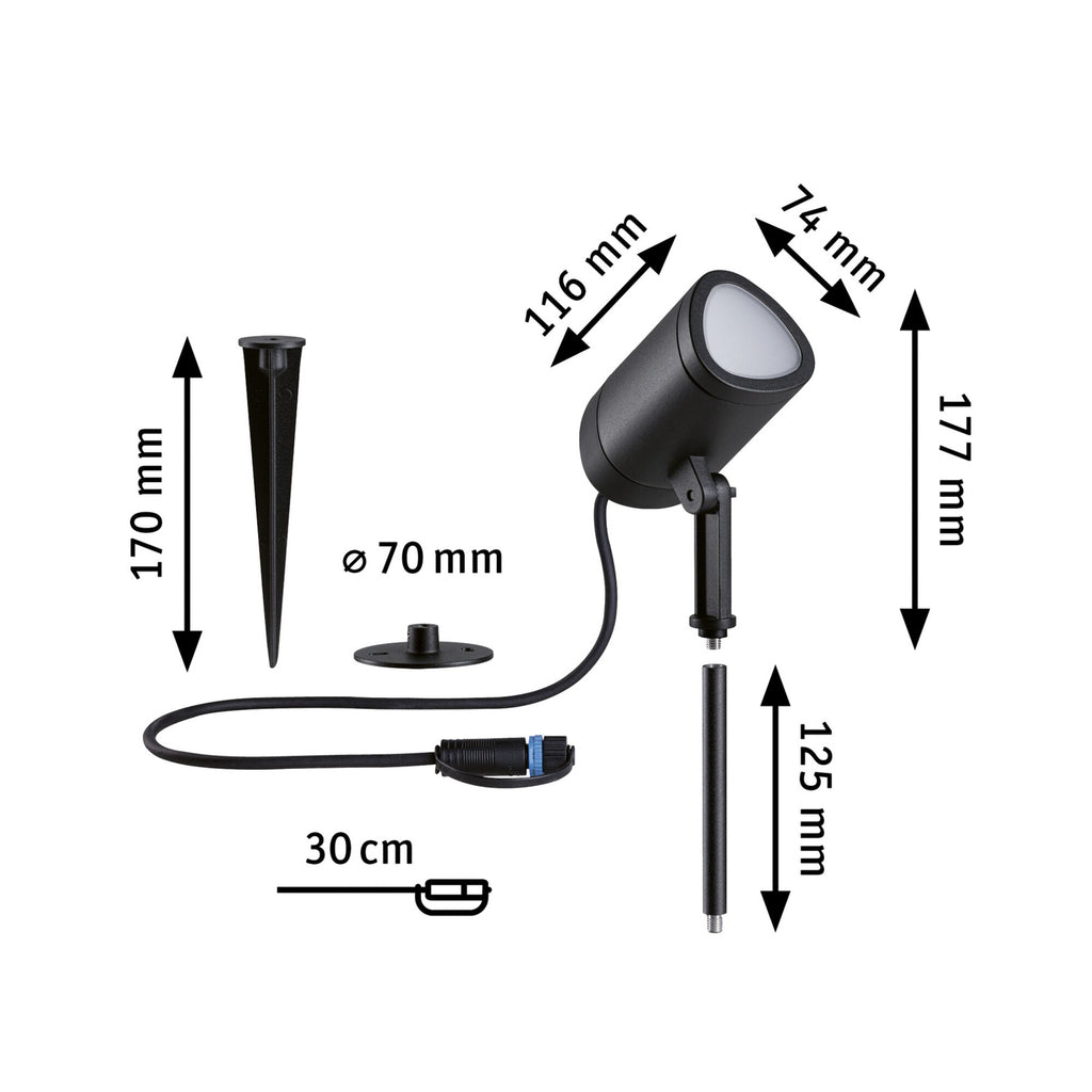 LED-spydspot Shira Zigbee RGBW dimbar IP65 - Paulmann med jordspyd