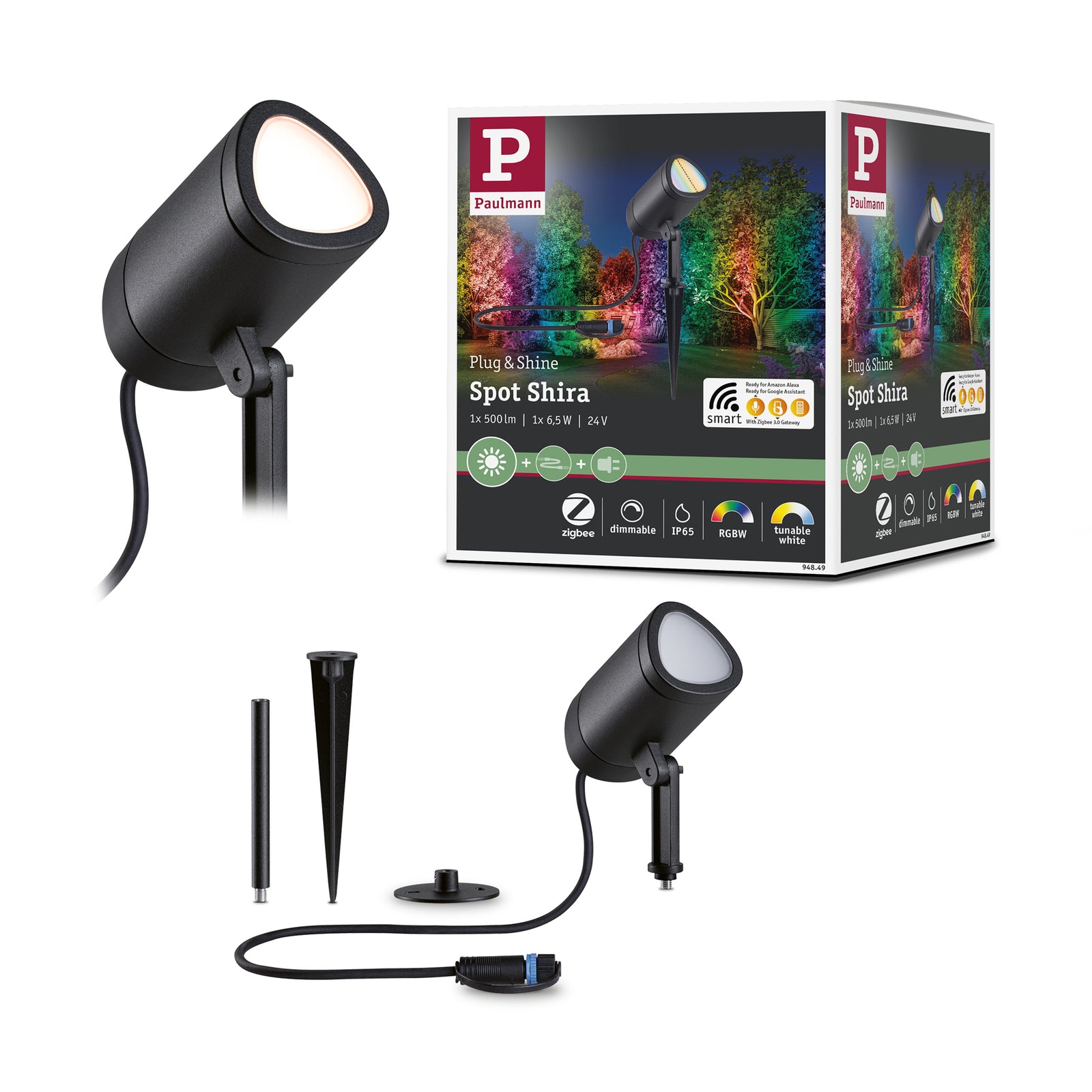 LED-spydspot Shira Zigbee RGBW dimbar IP65 - Paulmann ZigBee app