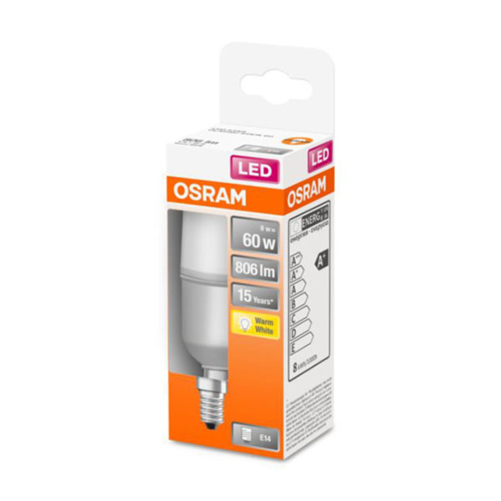LED stavpære E14 8,5W 2700K matt 806 lm OSRAM nærbilde