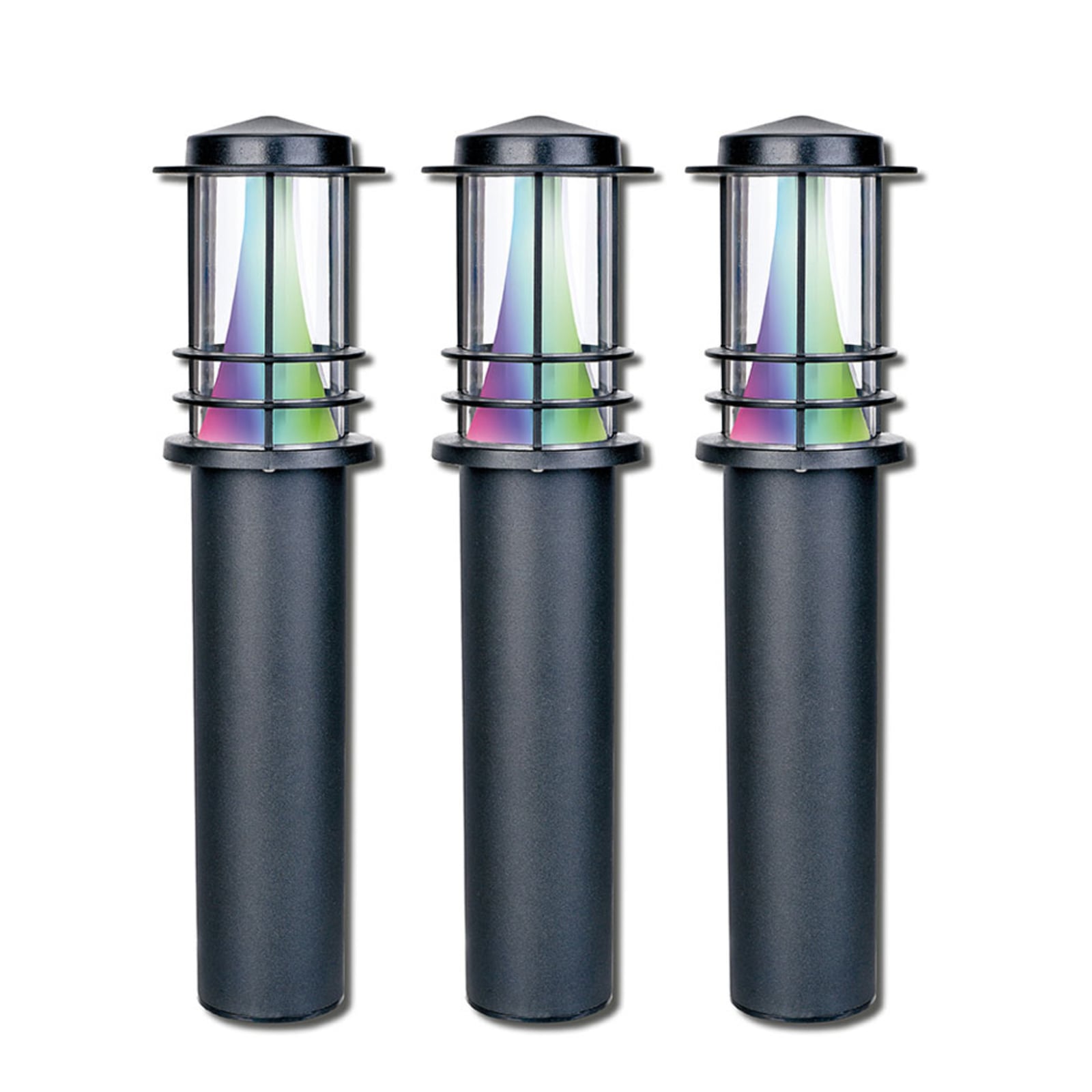 LED sti-lampe 3-pk Petunia RGB Zigbee IP44 svart bakside