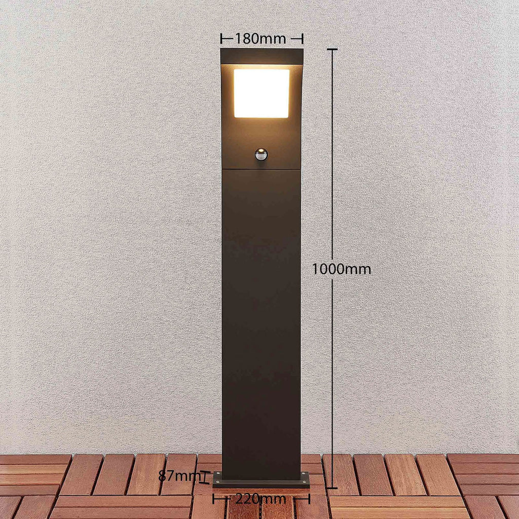 Montert LED sti-lampe Advik med bevegelsessensor 100 cm grafitt IP54 i hage