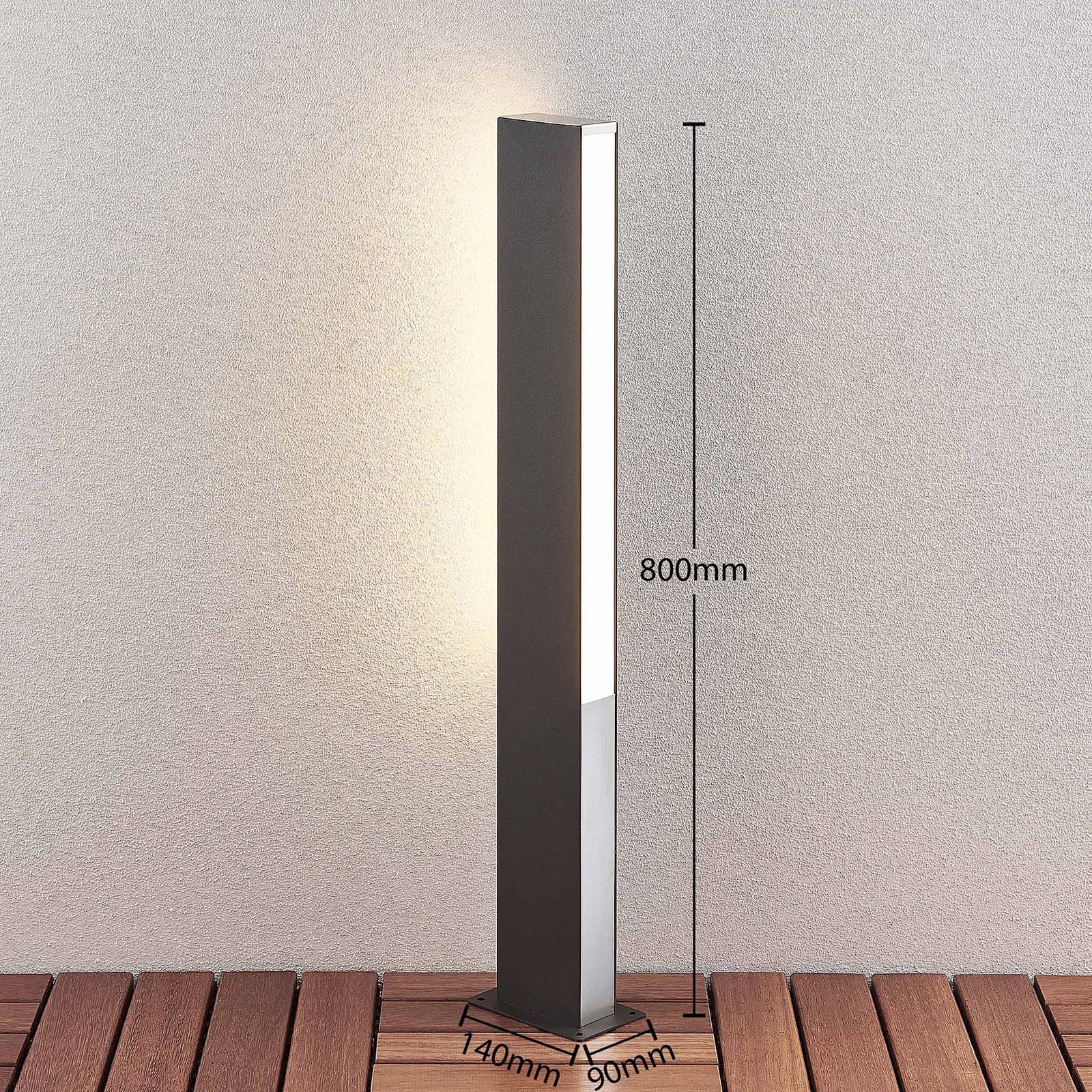 LED sti-lampe Aegisa antrasitt sideprofil