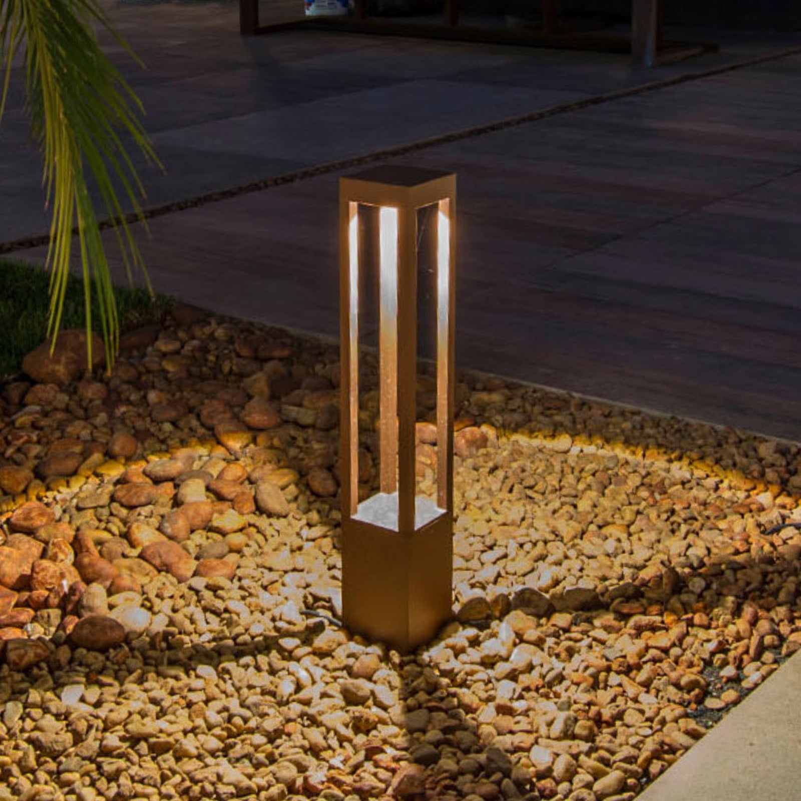 LED sti-lampe Agra rustfarget aluminium 65 cm IP55 forfra