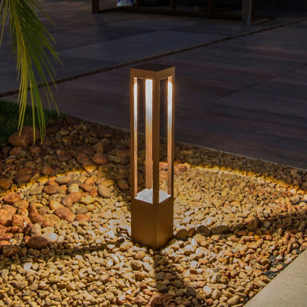 LED sti-lampe Agra rustfarget aluminium 65 cm IP55 forfra