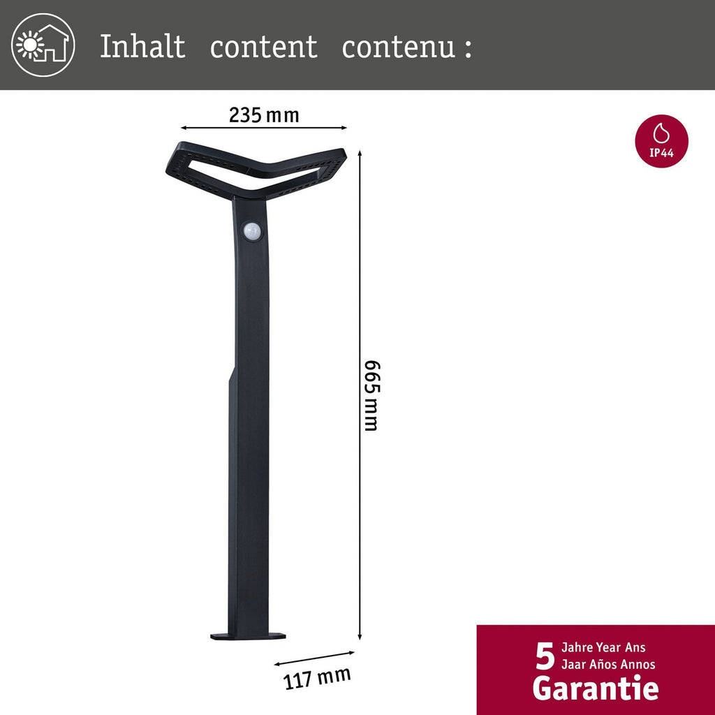 LED sti-lampe Alara med bevegelsessensor antrasitt bakside