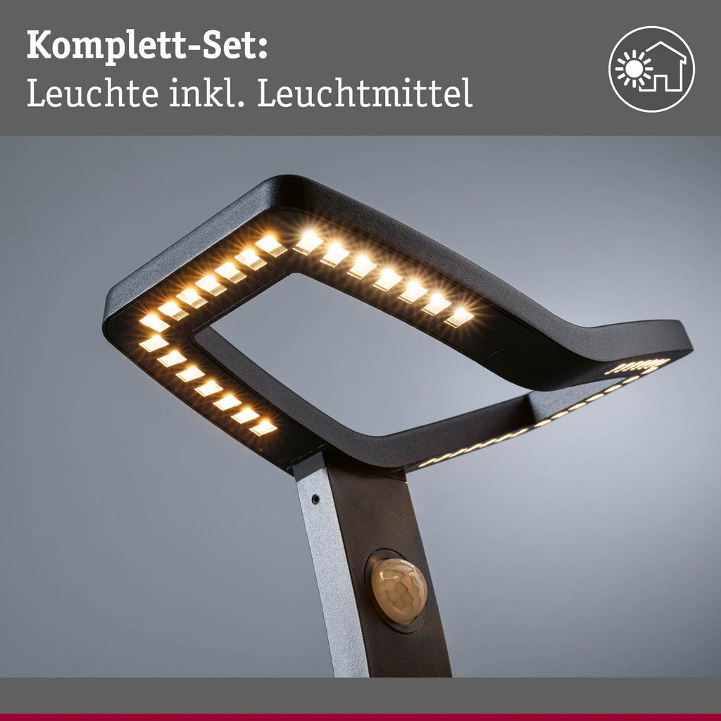Nærbilde av bevegelsessensor på LED sti-lampe Alara antrasitt