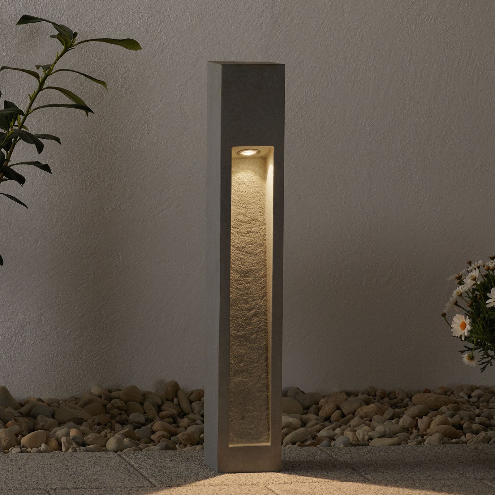 LED sti-lampe Arrock Stone naturstein grå forside