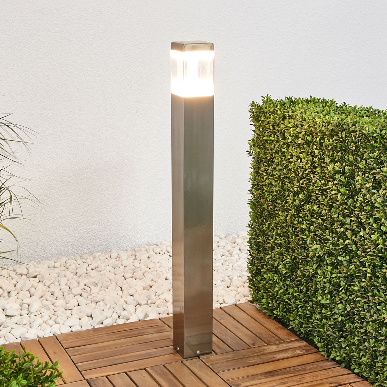 LED sti-lampe Baily rustfritt stål 80 cm IP44 forfra