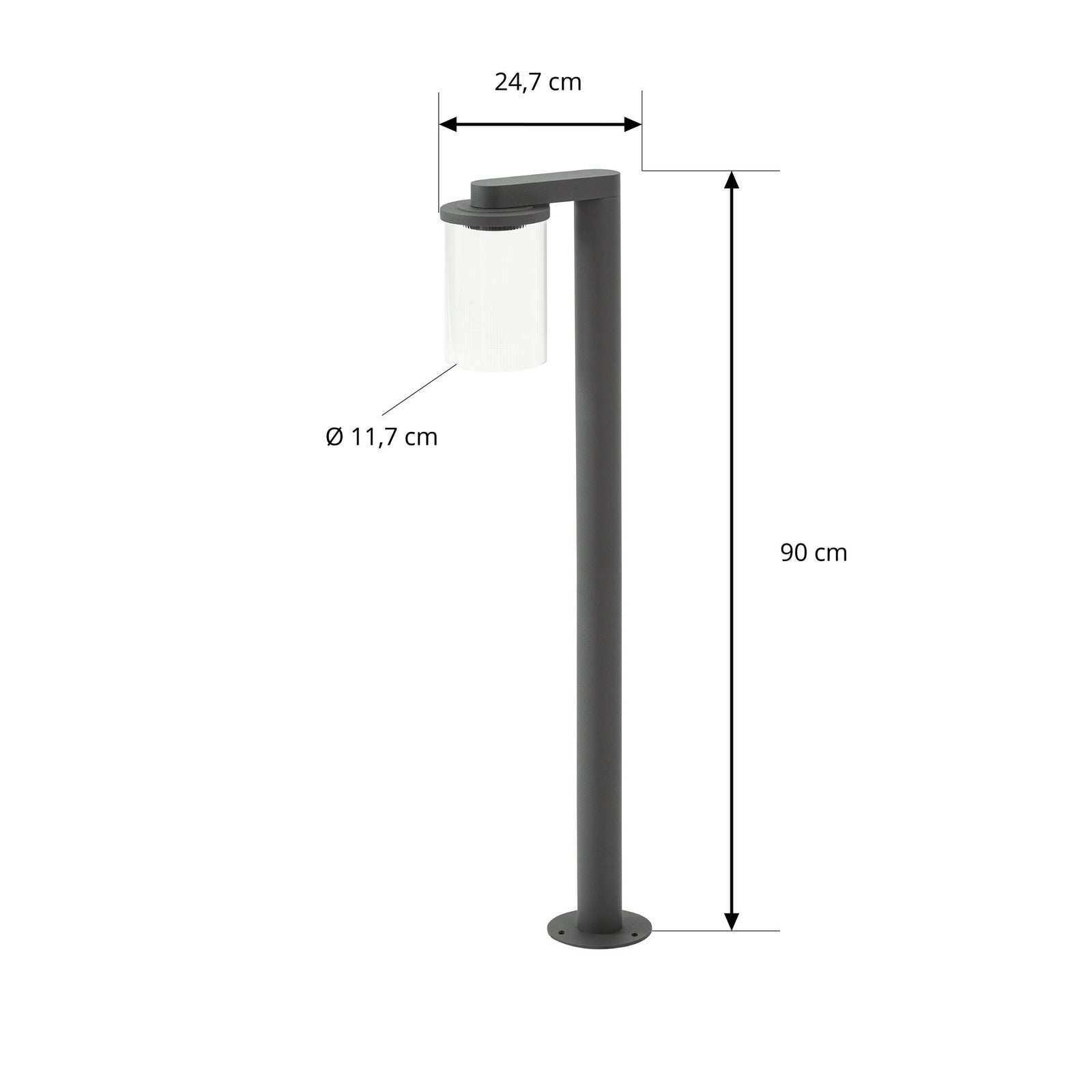 LED sti-lampe Beelia antrasitt aluminium detalj av glass