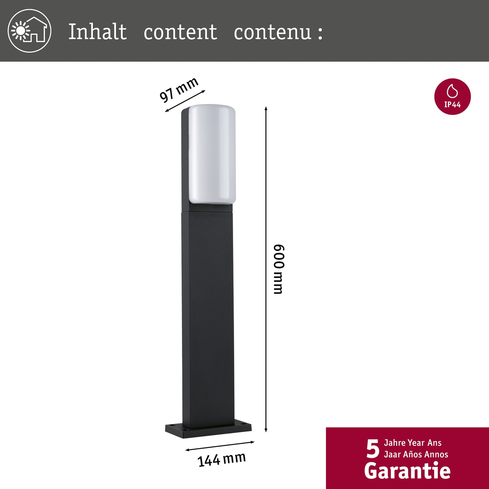 LED sti-lampe Bonnie aluminium antrasitt nærbilde