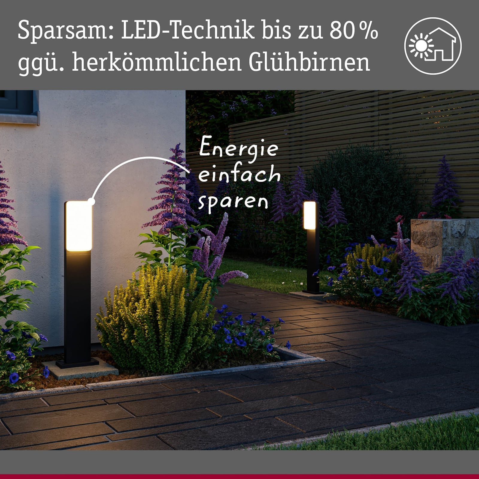 LED sti-lampe Bonnie aluminium antrasitt lys i mørket