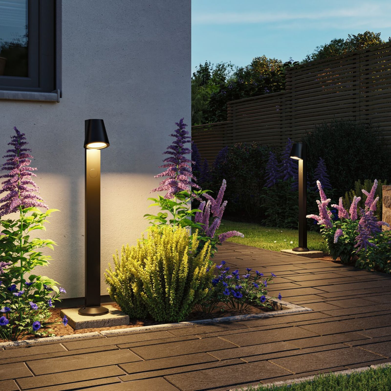 LED sti-lampe Caissa med bevegelsessensor antrasitt IP44 fra Paulmann forfra