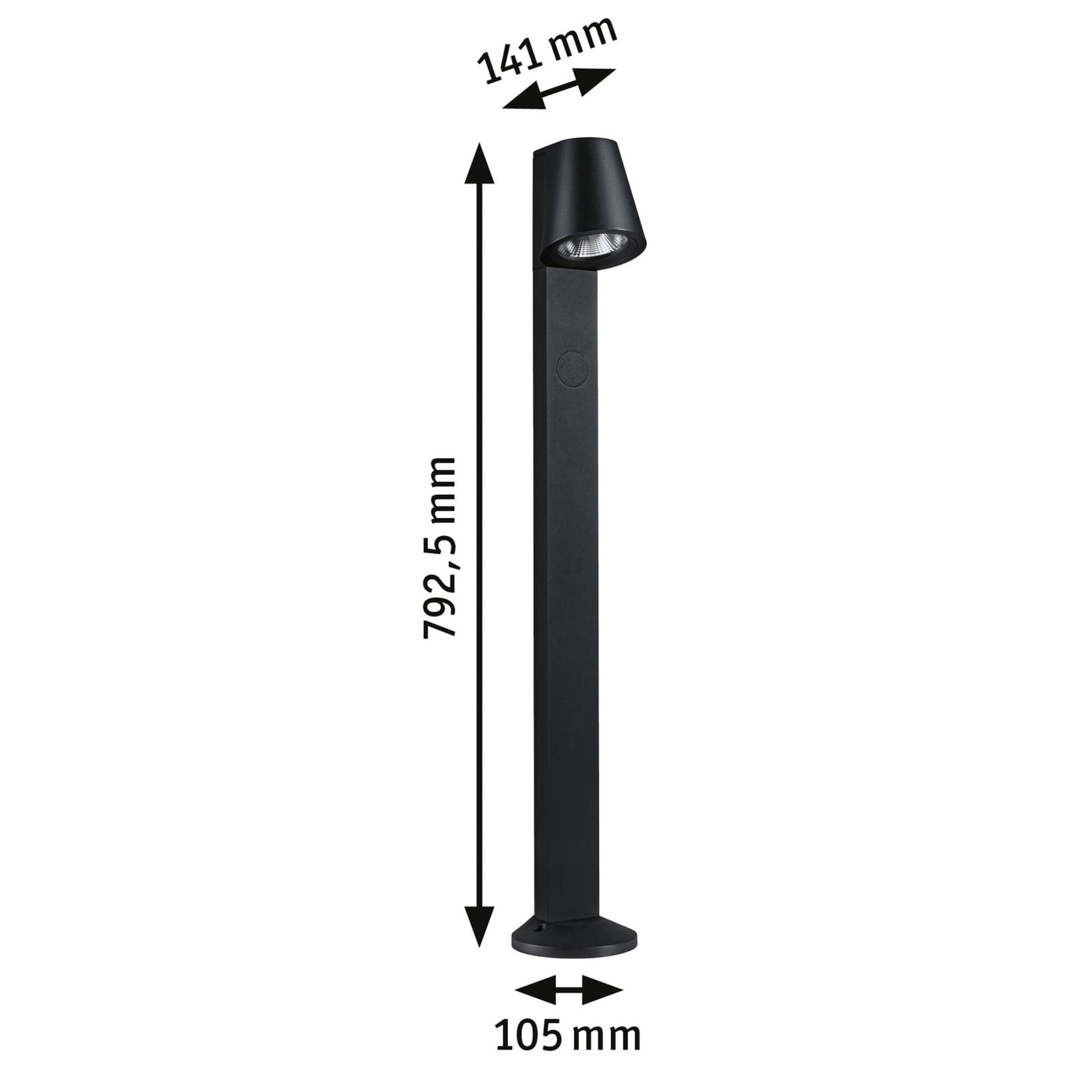 LED sti-lampe Caissa med bevegelsessensor antrasitt IP44 montert i uteområde