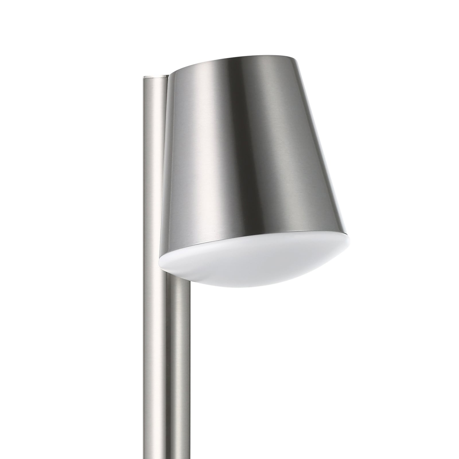 LED sti-lampe Caldiero-C rustfritt stål med lys på kveldstid