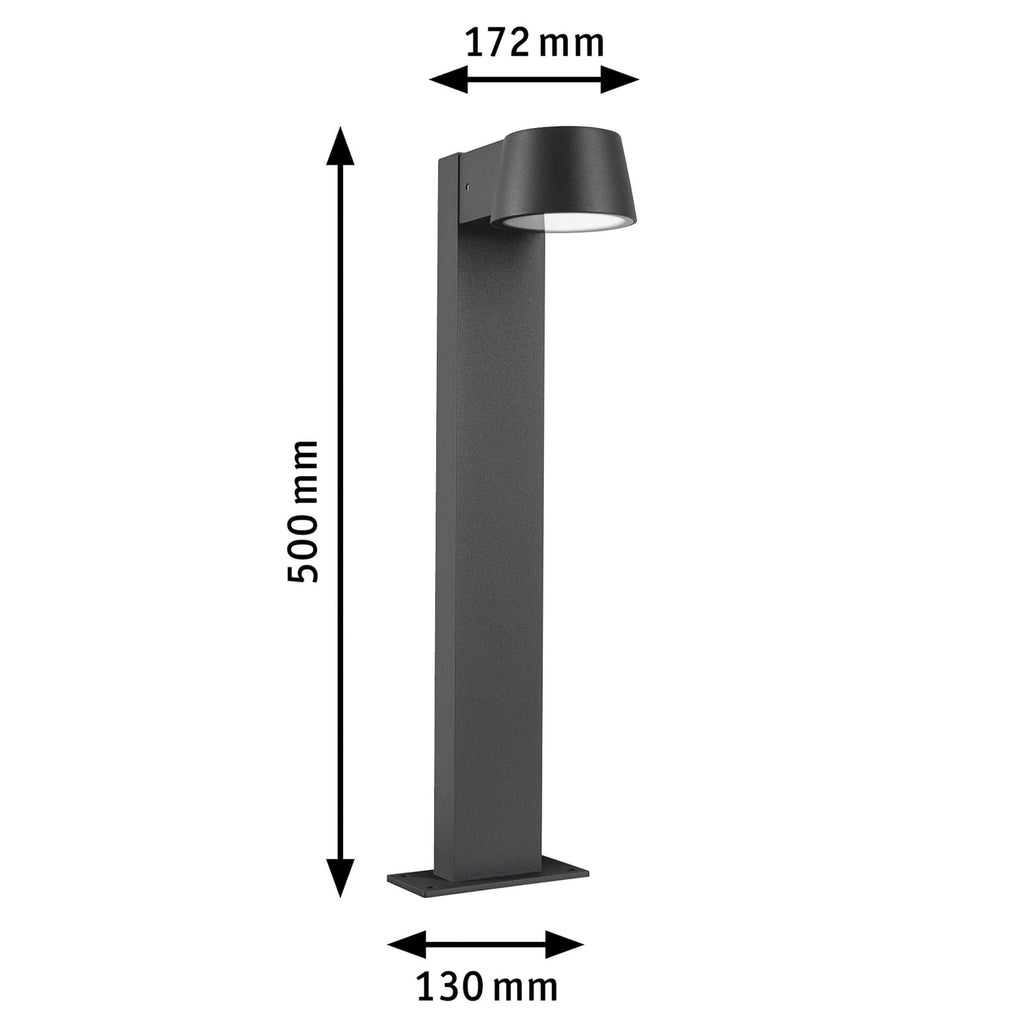 LED sti-lampe Capea antrasitt aluminium 50 cm IP44 med monteringsdetaljer