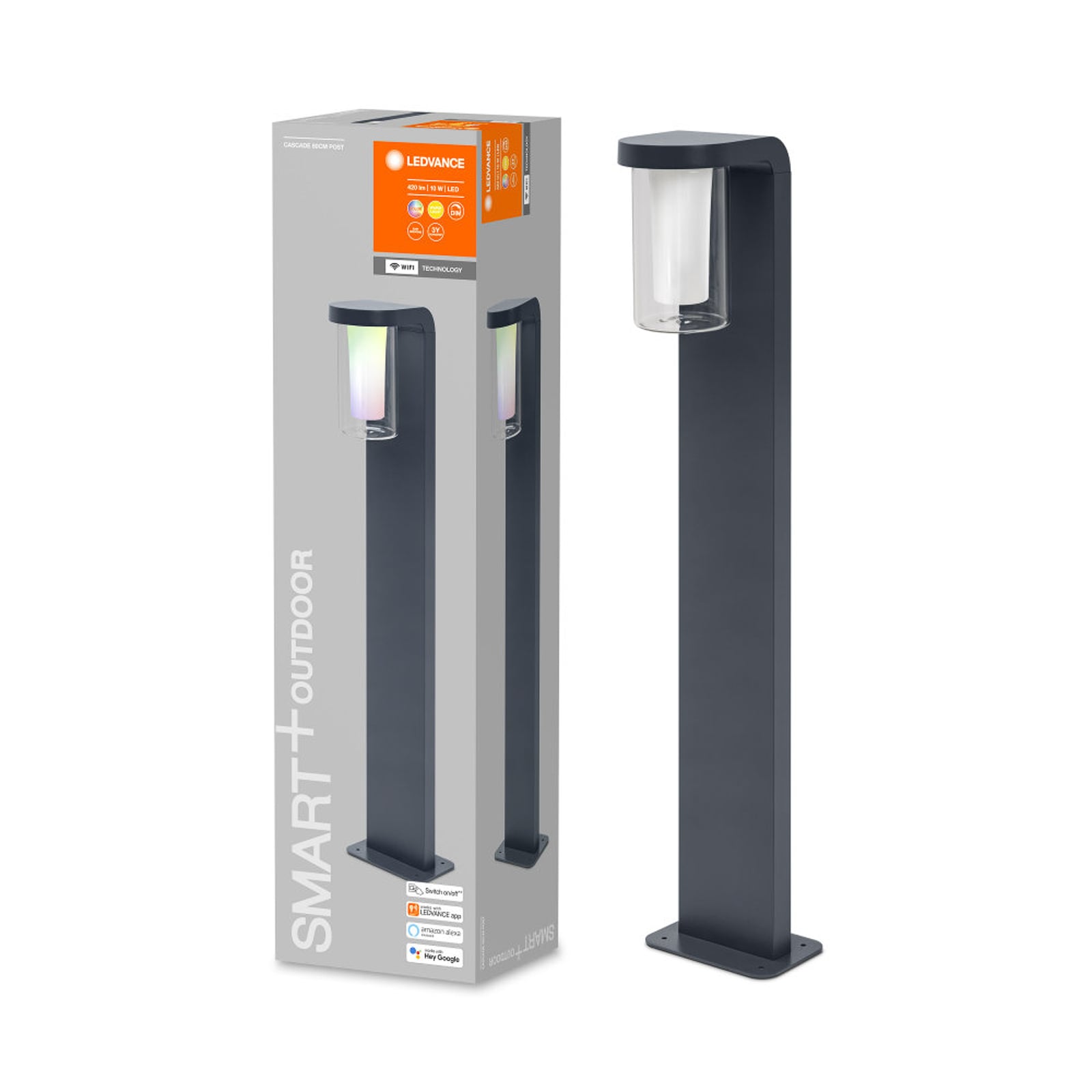 LED sti-lampe Cascade RGBW aluminium 80 cm IP44 montert i hage