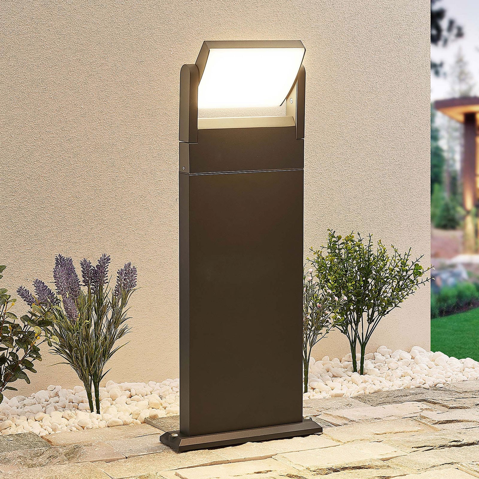 LED sti-lampe Cathalena mørkegrå aluminium forfra